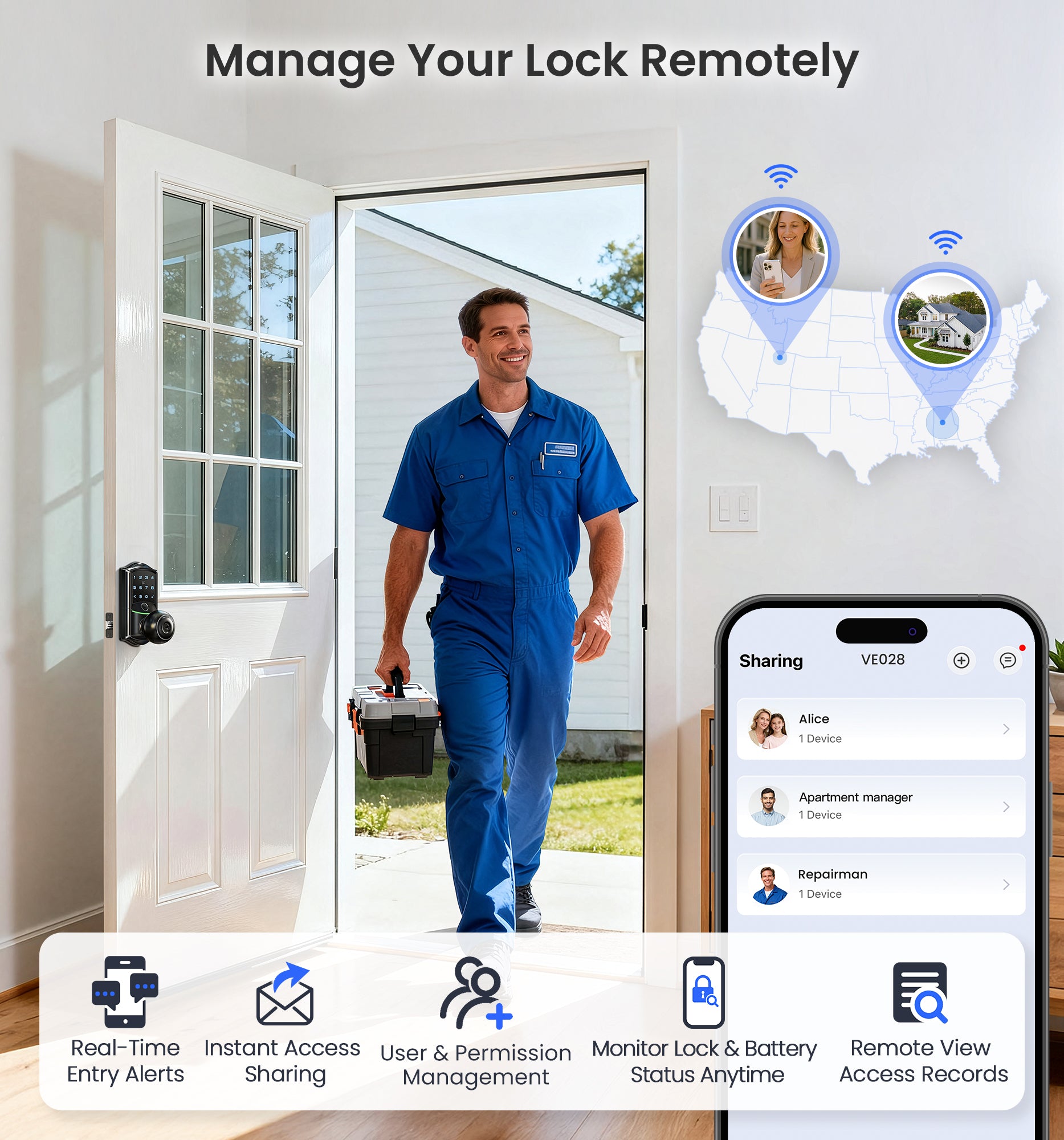 Veise VE028 Built-in Wi-Fi Smart Lock with Knob