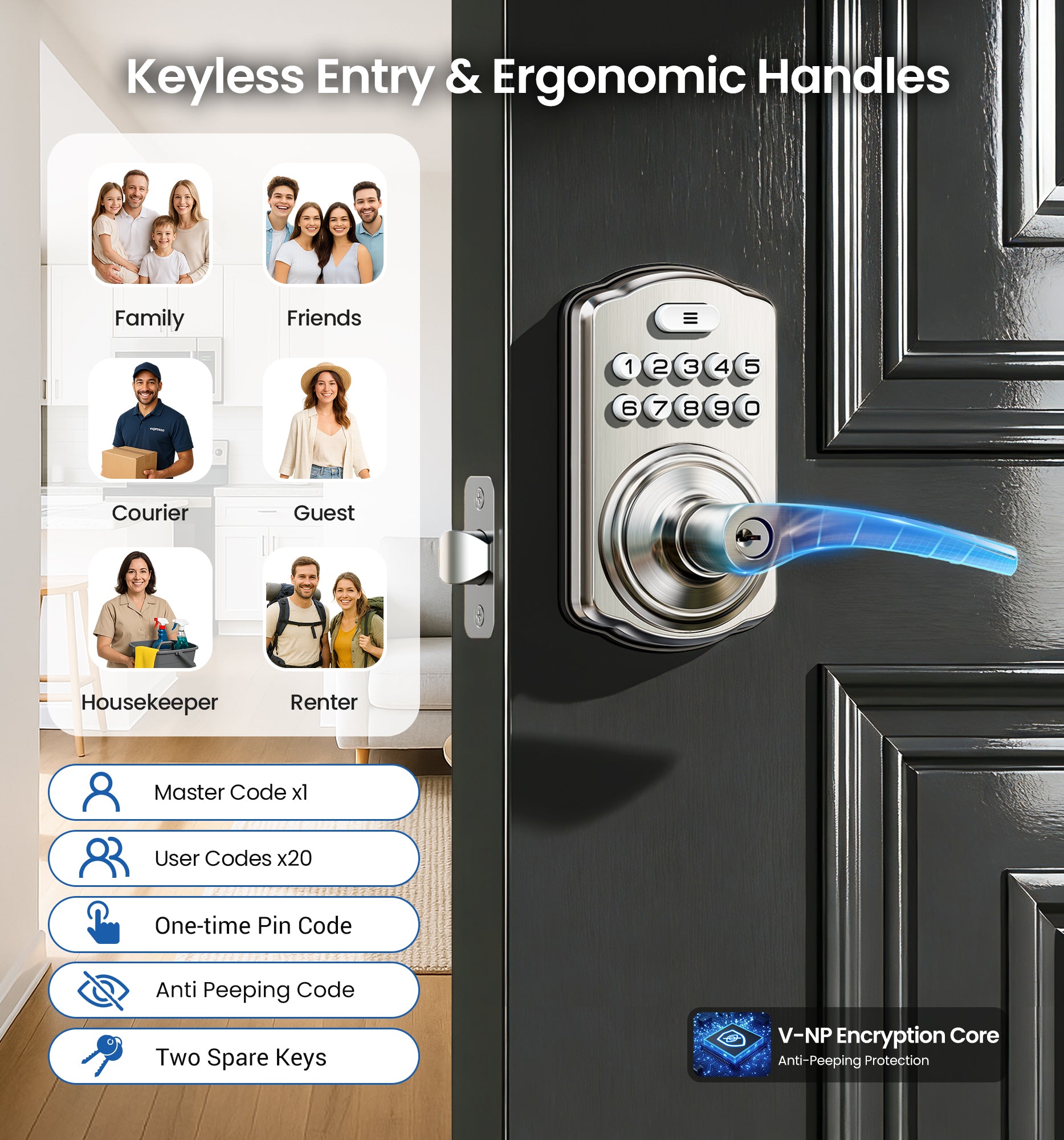 Veise KS04 Keypad Door Lock with Handle