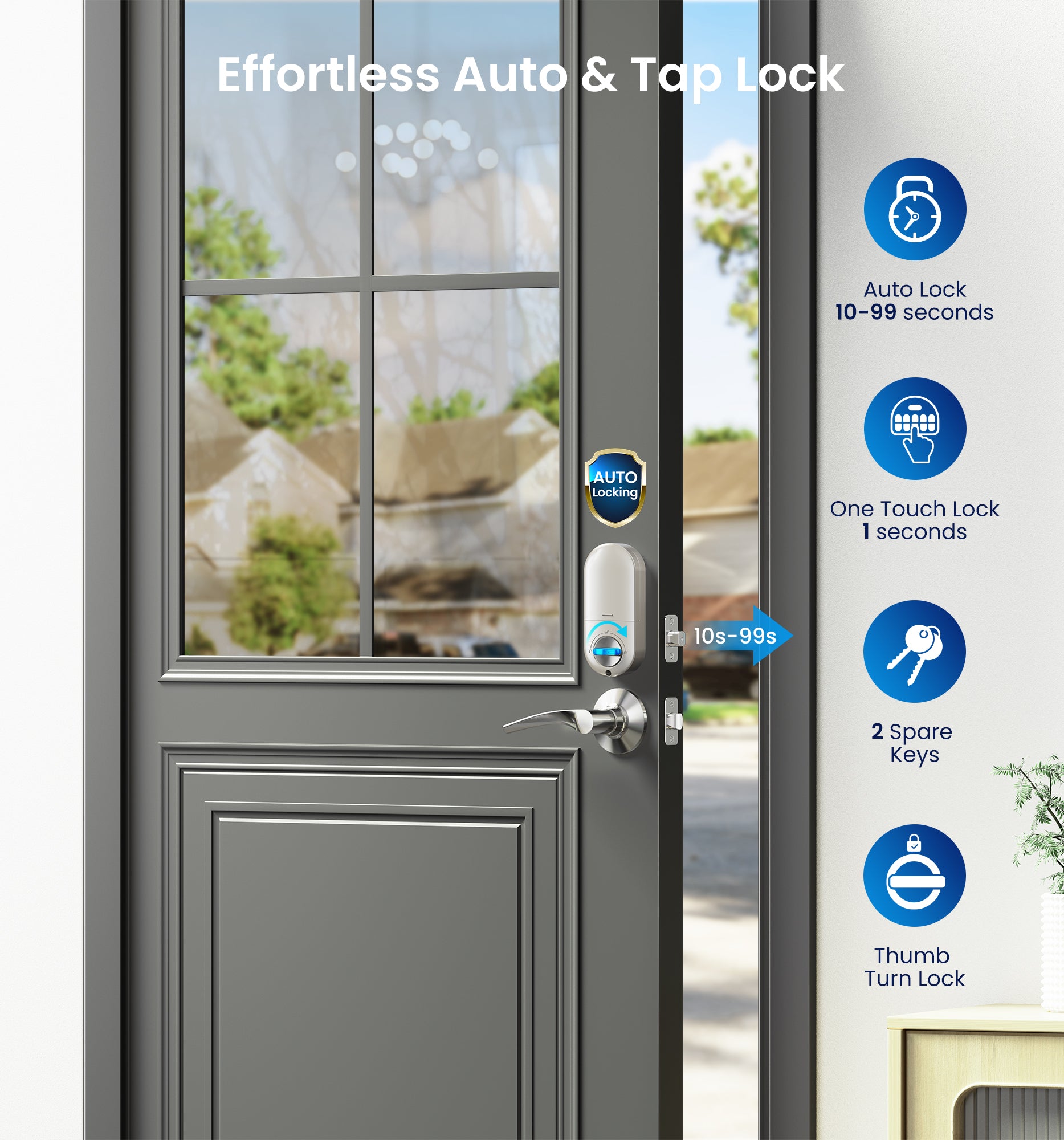 Veise RZ-C Keyless Entry Door Lock with 2 Lever Handles