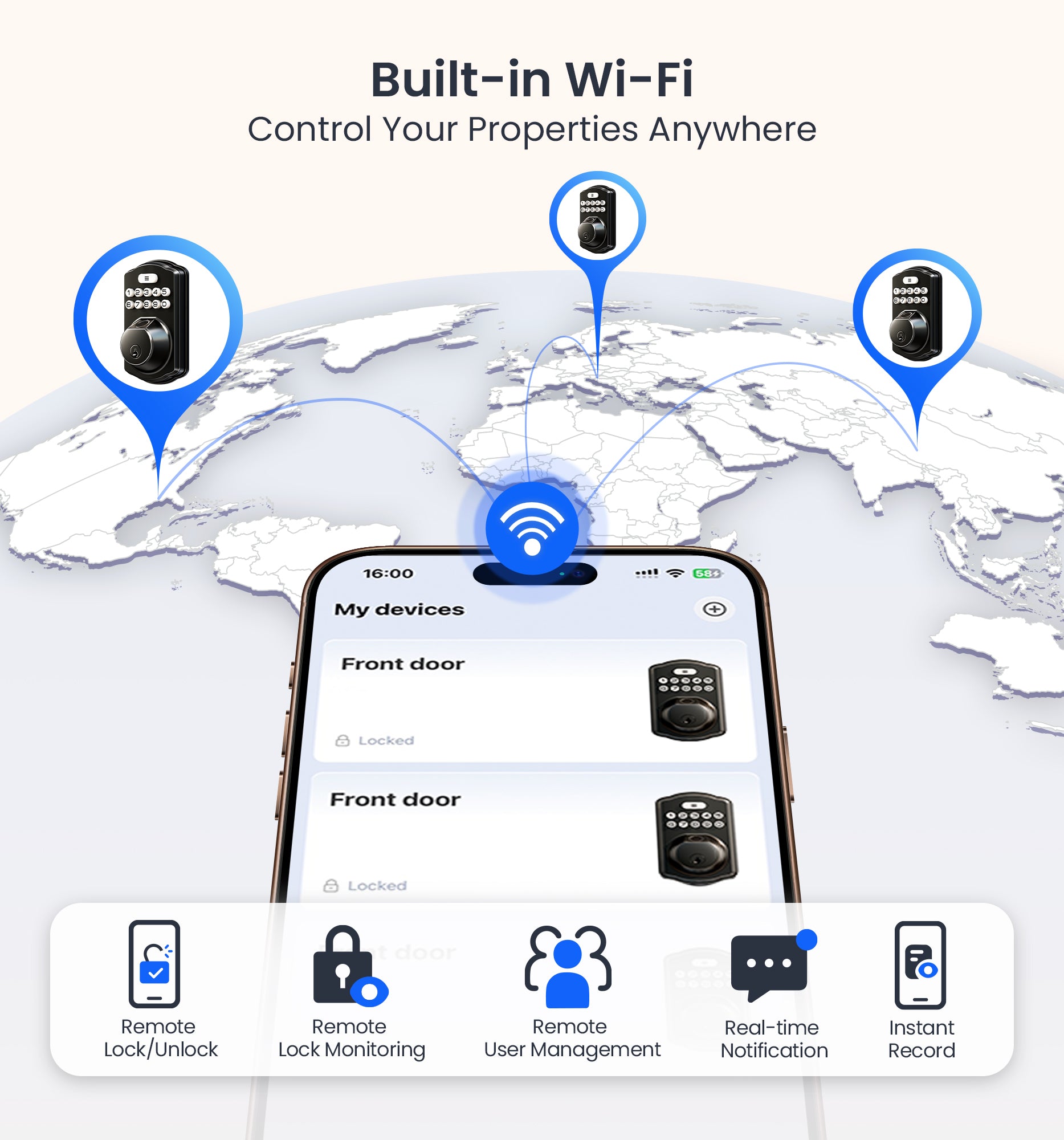 Veise VE012W-B Wi-Fi Smart Fingerprint Smart Lock
