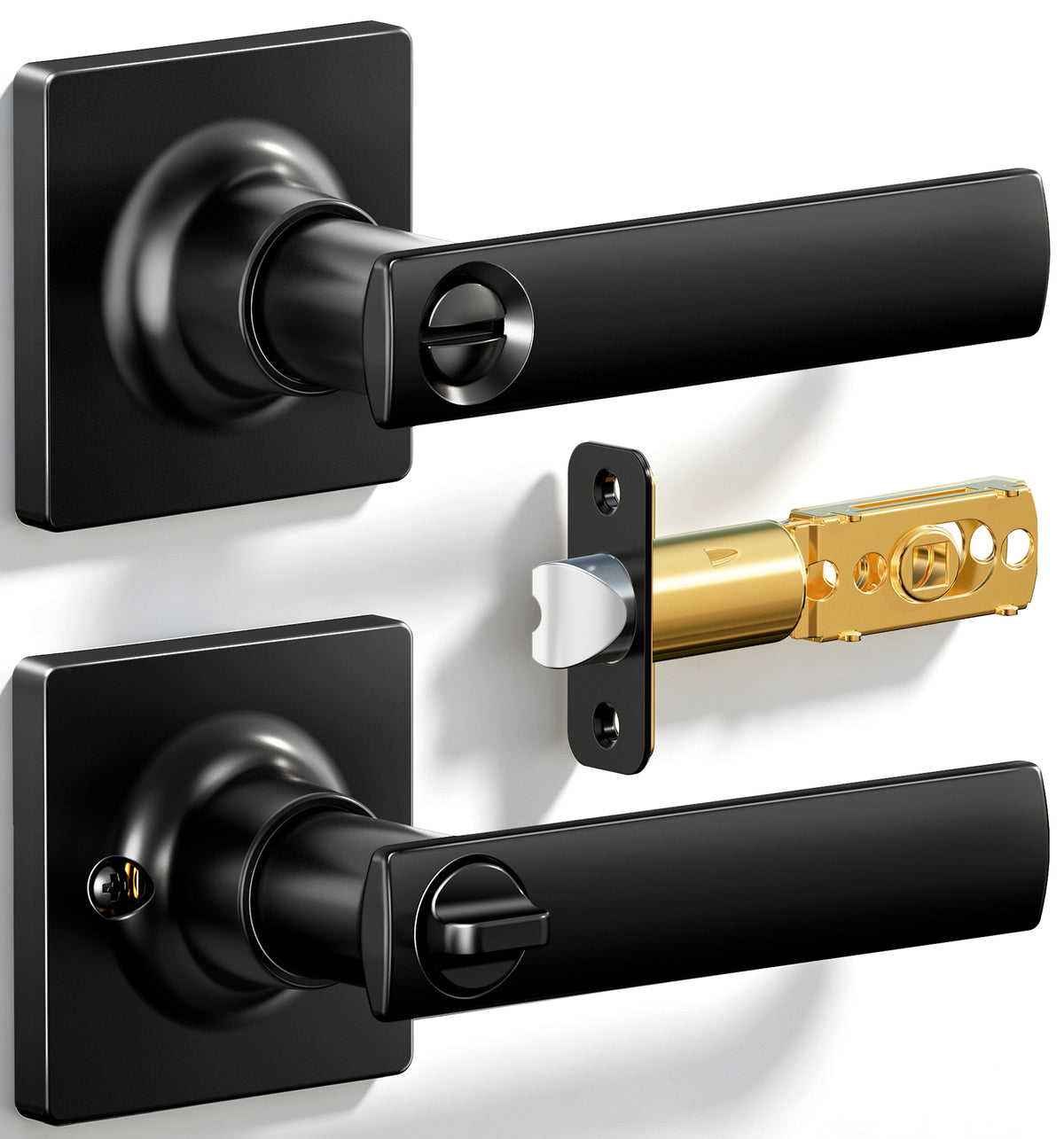 LY-F Square Privacy Door Lever #Color_Matte Black