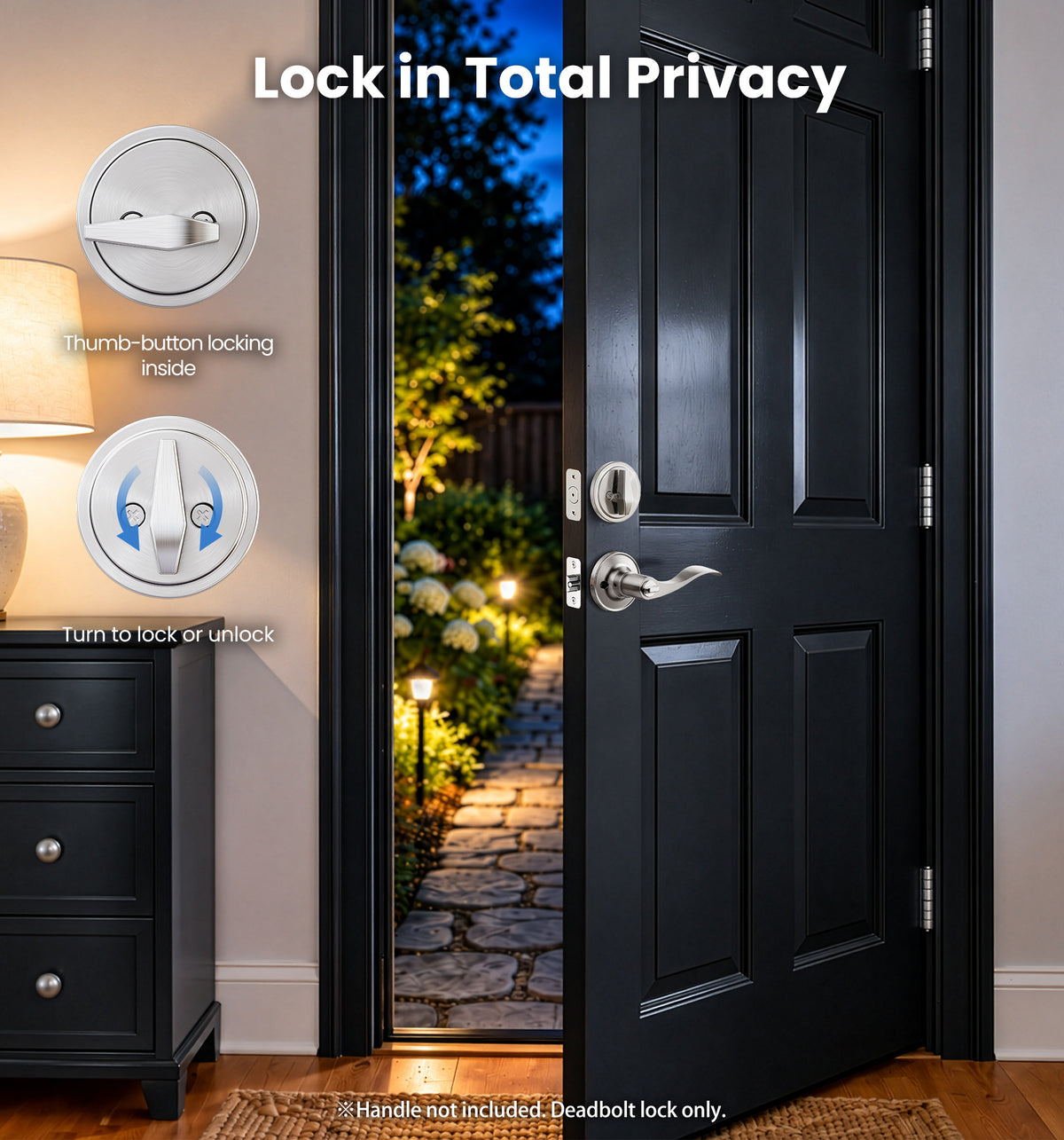 D01 Single Cylinder Deadbolt #Color_Satin Nickel