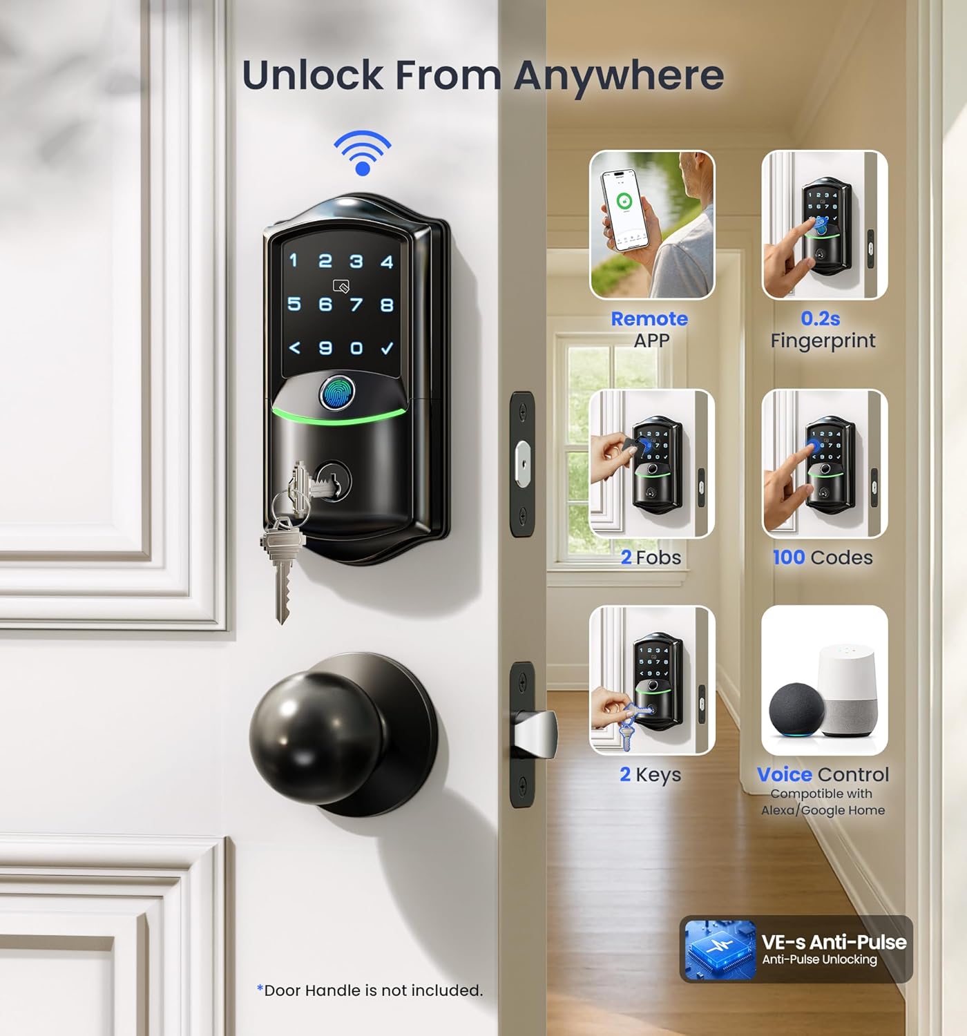 Veise VE027 Built-in Wi-Fi Fingerprint Smart Door Lock