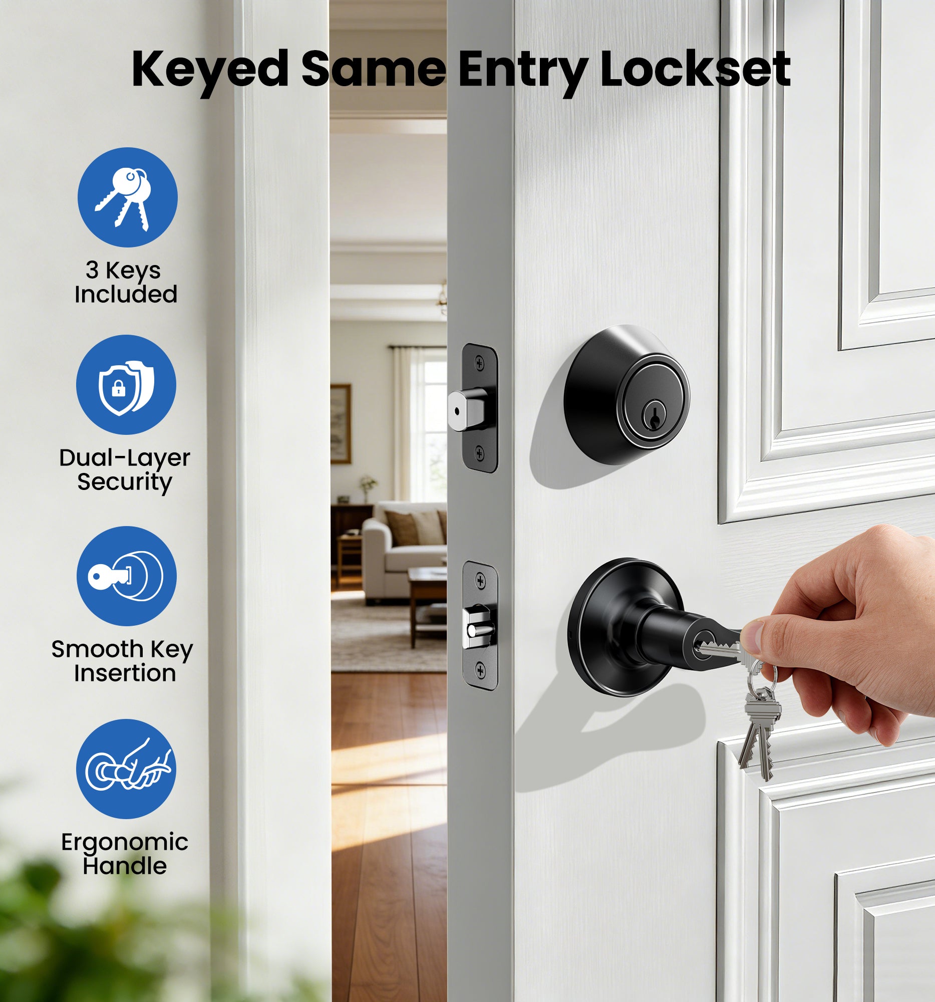 Veise DL01-C Keyed Alike Front Door Lever