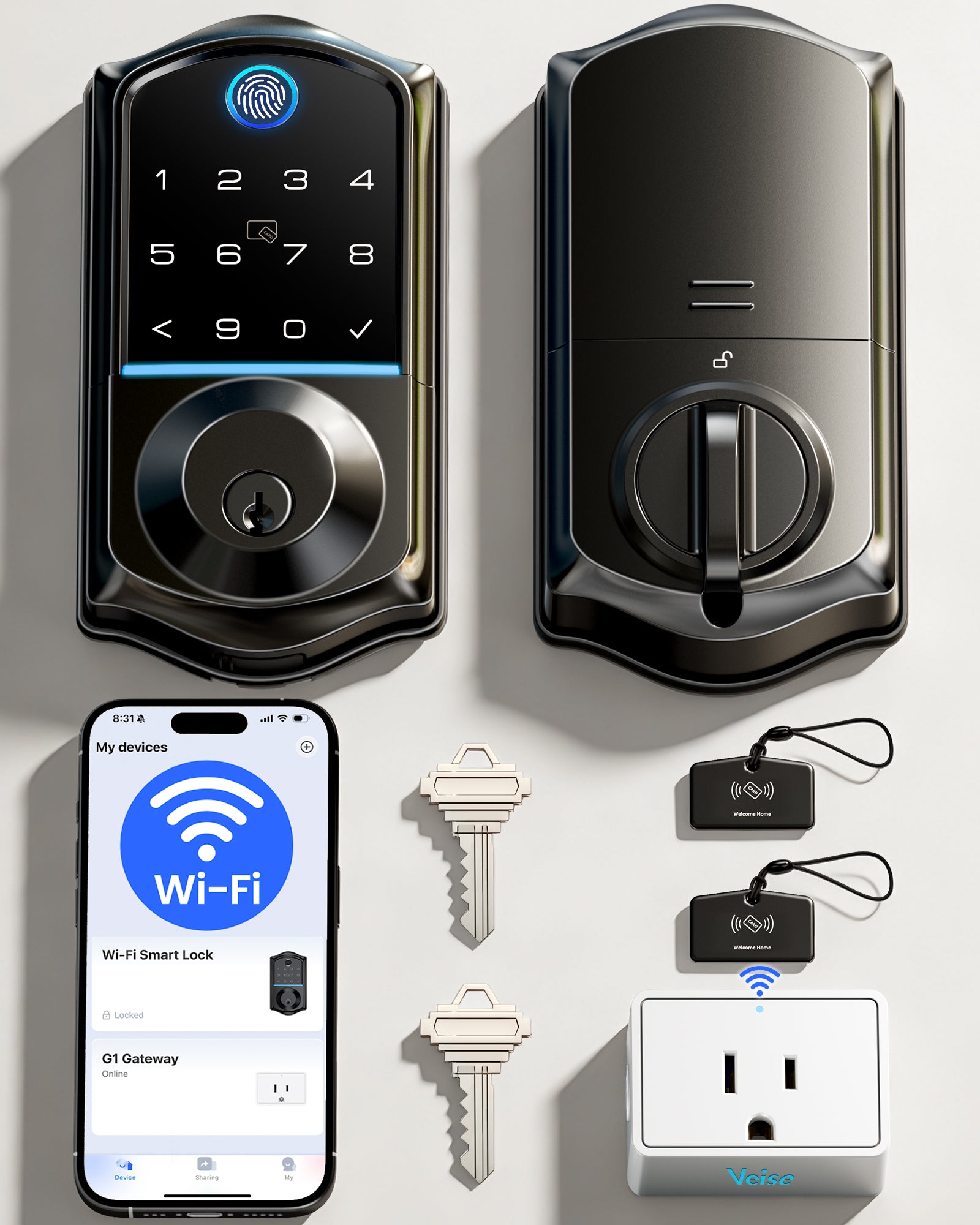 Veise VE017G Wi-Fi Smart Door Lock with Fingerprint