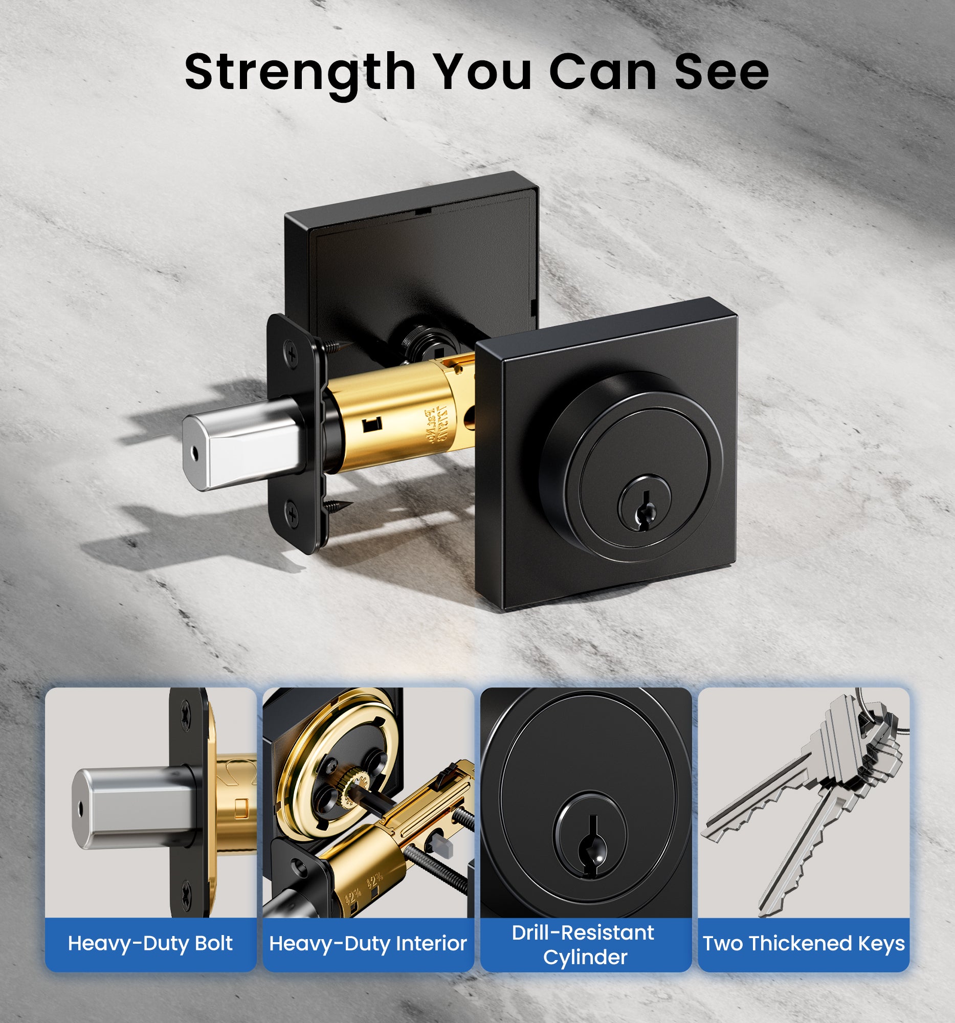 Vesie ZY01 Modern Square Deadbolt Lock