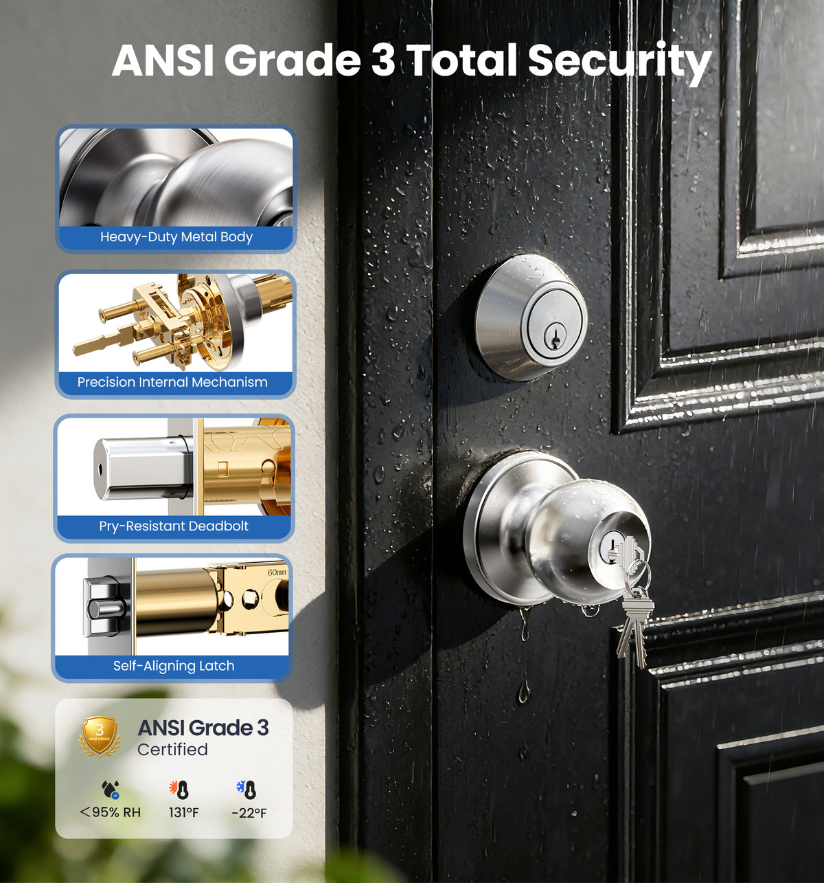 DK01 Door Knob and Deadbolt Lock Set #Color_Satin Nickel