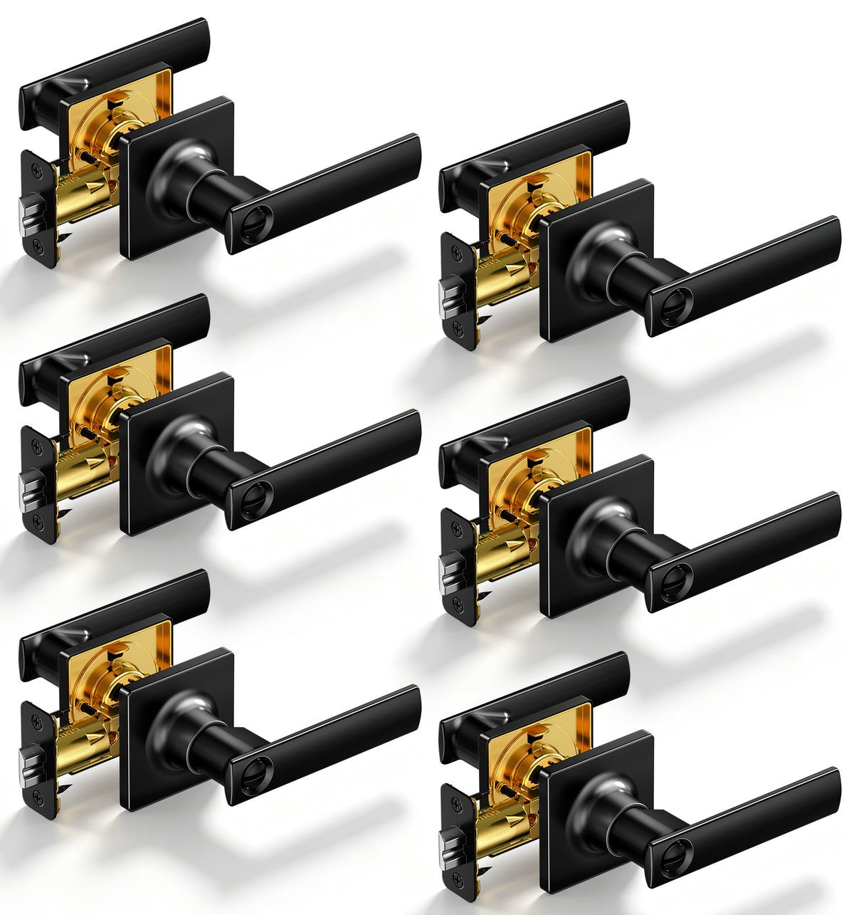 LY-F Square Privacy Door Lever #Color_Matte Black