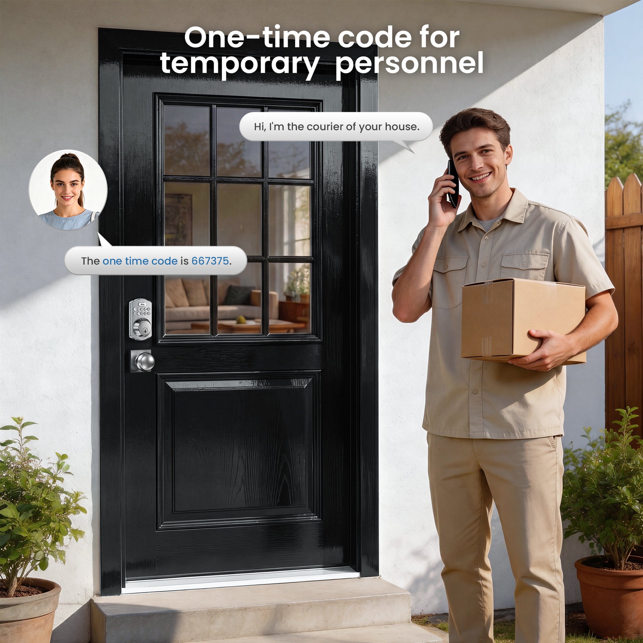 Veise KS01-K Keyless Entry Door Lock with 2 Knobs Set, Electronic Keypad Deadbolt, Easy Installation Digital Smart Door Lock Set, Auto Lock, One-time Codes-W