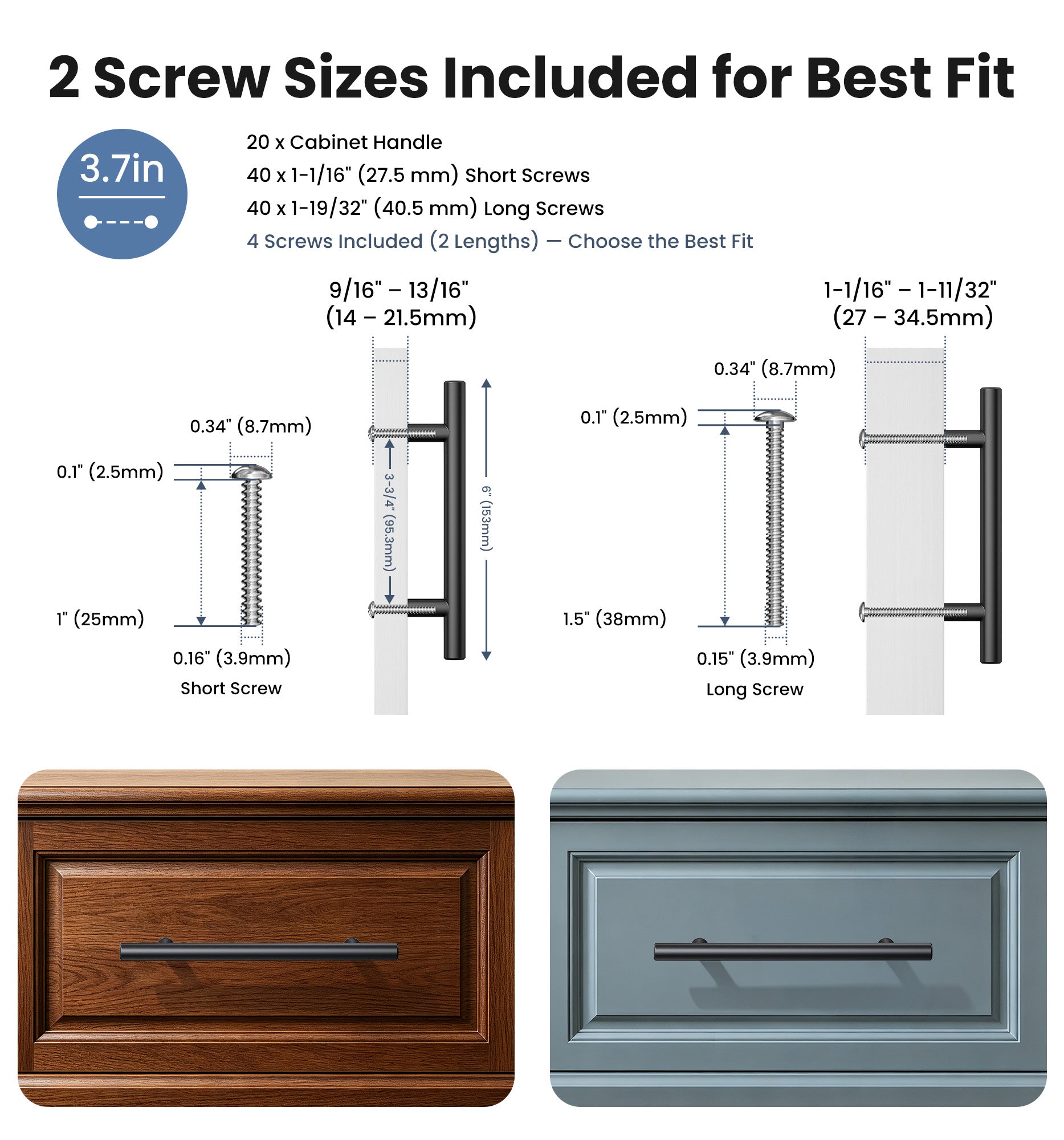 Veise DH-3.75IN Cabinet Handles 3.75 Inch Hole Center