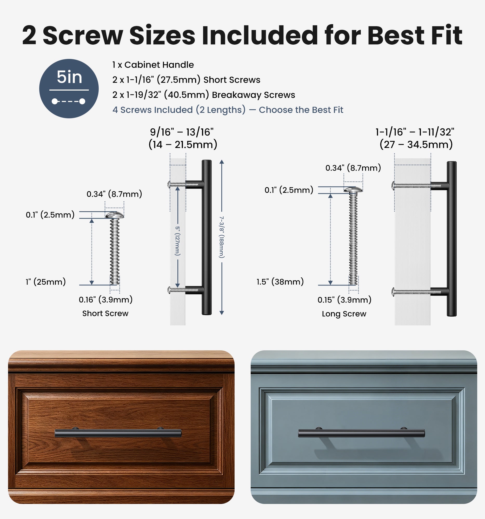 Veise DH-5IN Cabinet Handles 5 Inch Hole Center