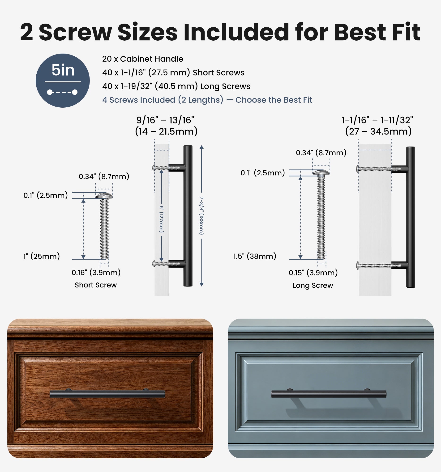 Veise DH-5IN Cabinet Handles 5 Inch Hole Center