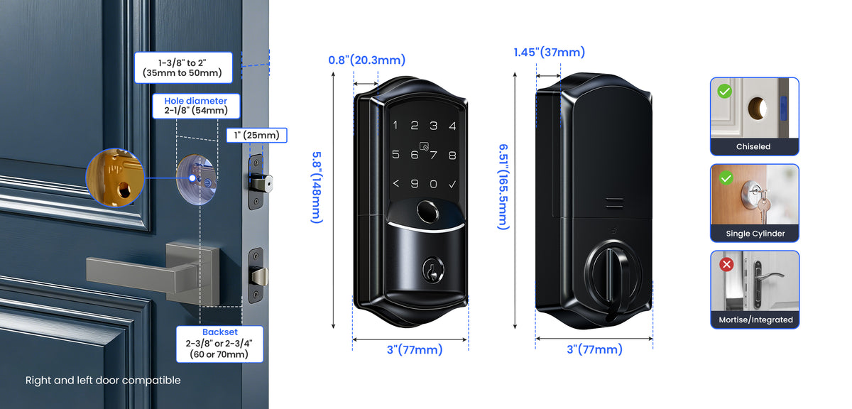 VE027 Built-in Wi-Fi Fingerprint Smart Door Lock