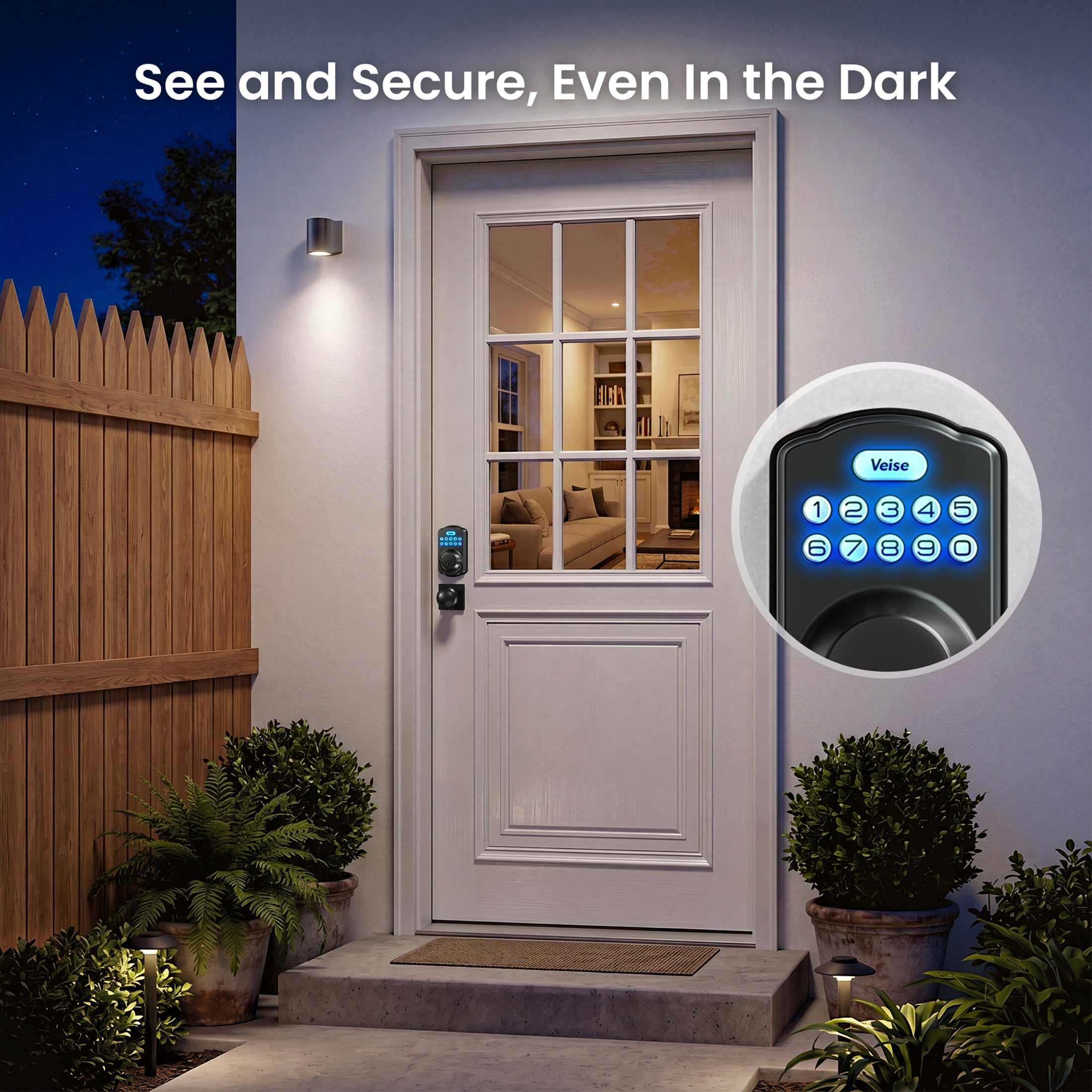 Veise KS01-K Keyless Entry Door Lock with 2 Knobs Set, Electronic Keypad Deadbolt, Easy Installation Digital Smart Door Lock Set, Auto Lock, One-time Codes, Matte Black-W
