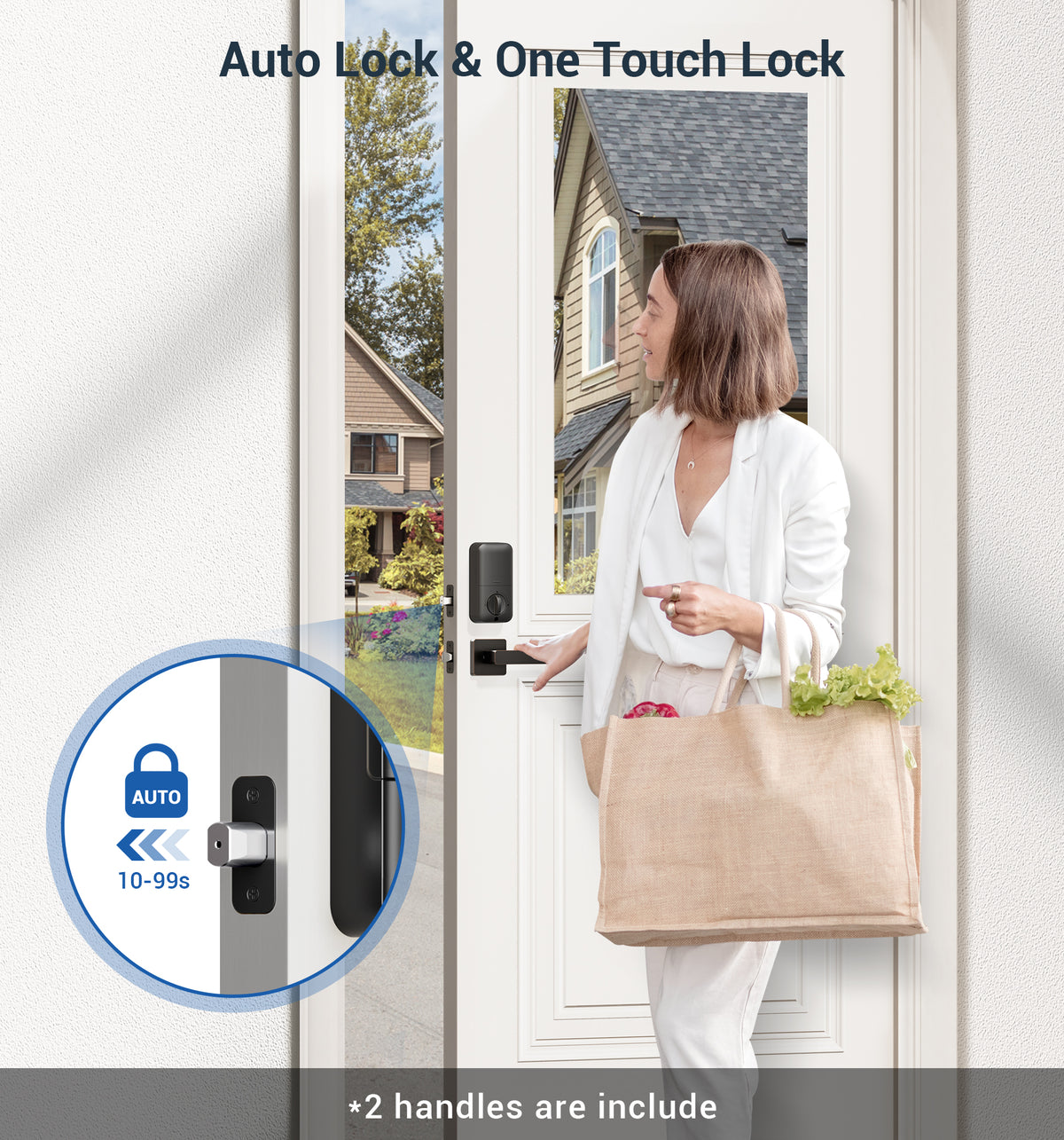 Veise KS02D Fingerprint Door Lock with Handle Set #Color_Oil Rubbed Bronze