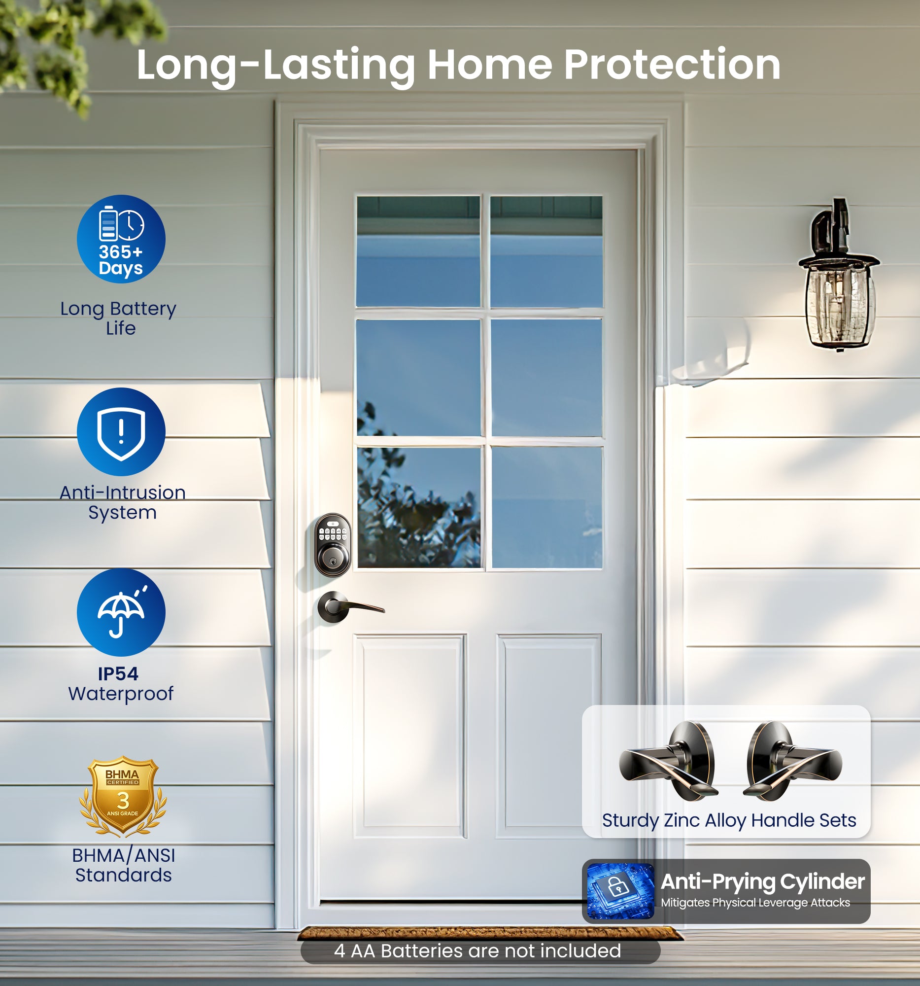 Veise RZ-C Keyless Entry Door Lock with 2 Lever Handles
