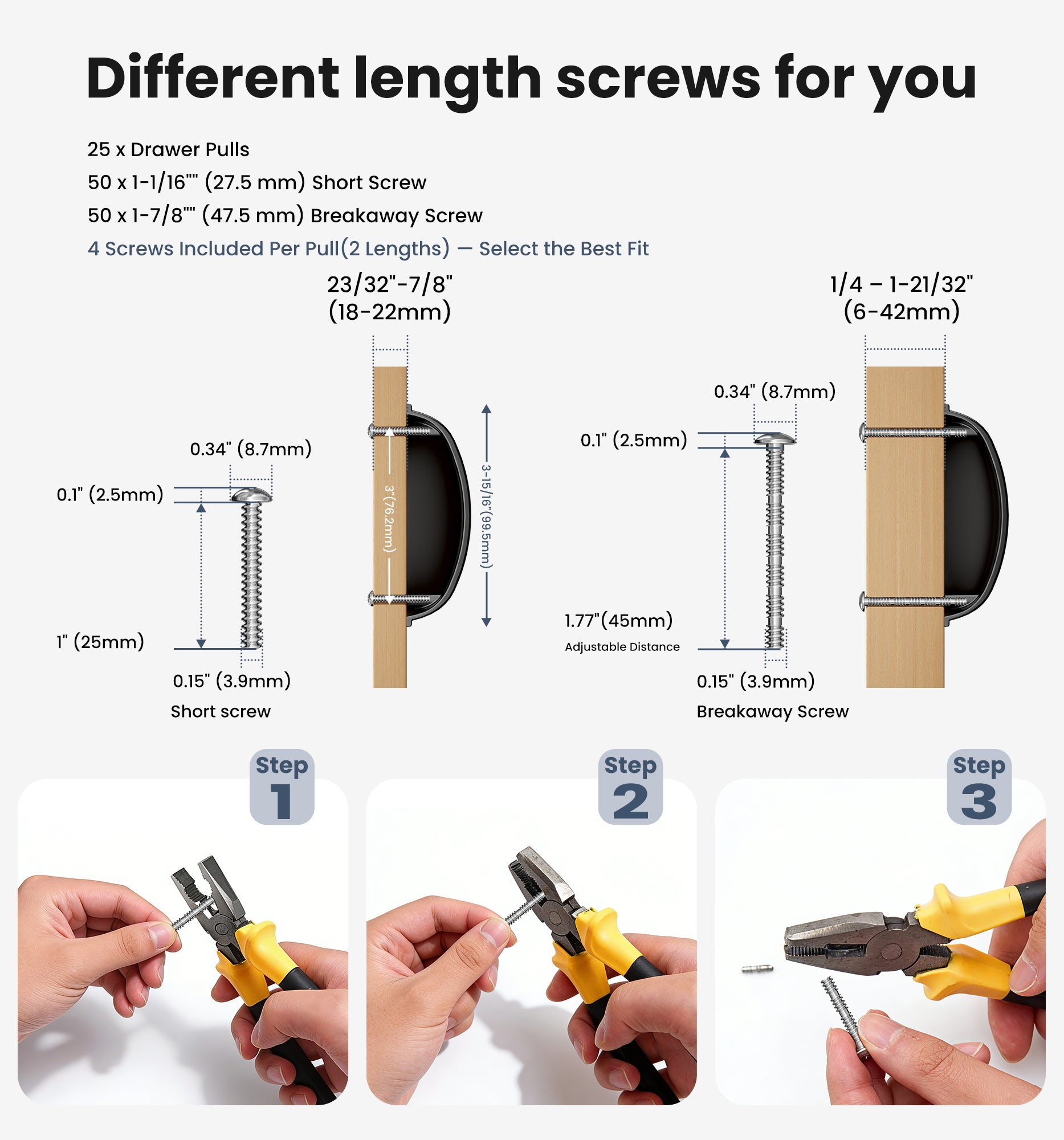 Veise SHL-3IN Drawer Pulls 3 Inch Hole Center