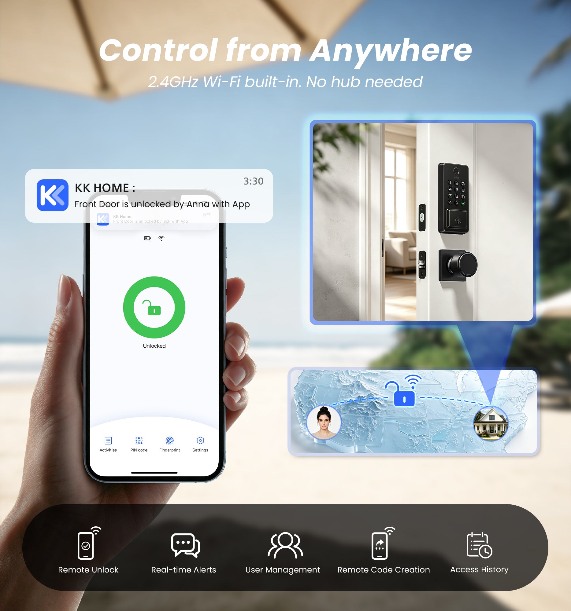 Veise DK012W Wi-Fi Fingerprint Smart Deadbolt Lock