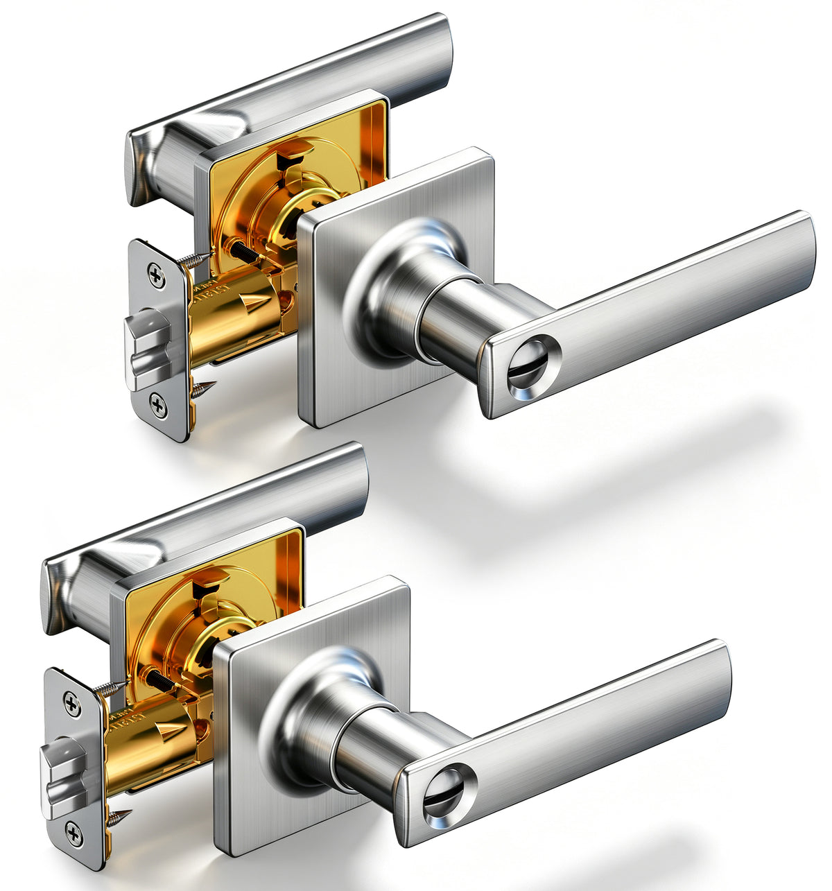 LY-F Square Privacy Door Lever #Color_Satin Nickel