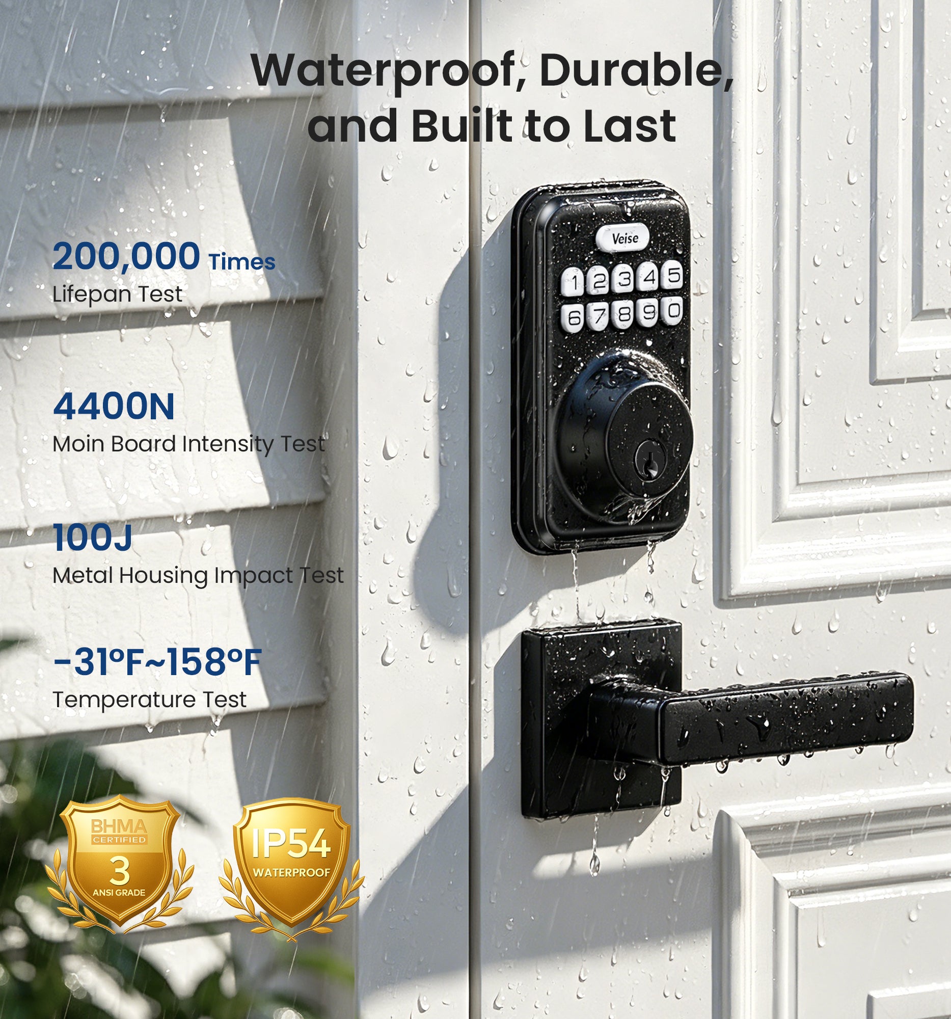 Veise DK01-B Keypad Deadbolt with 2 Lever Handles