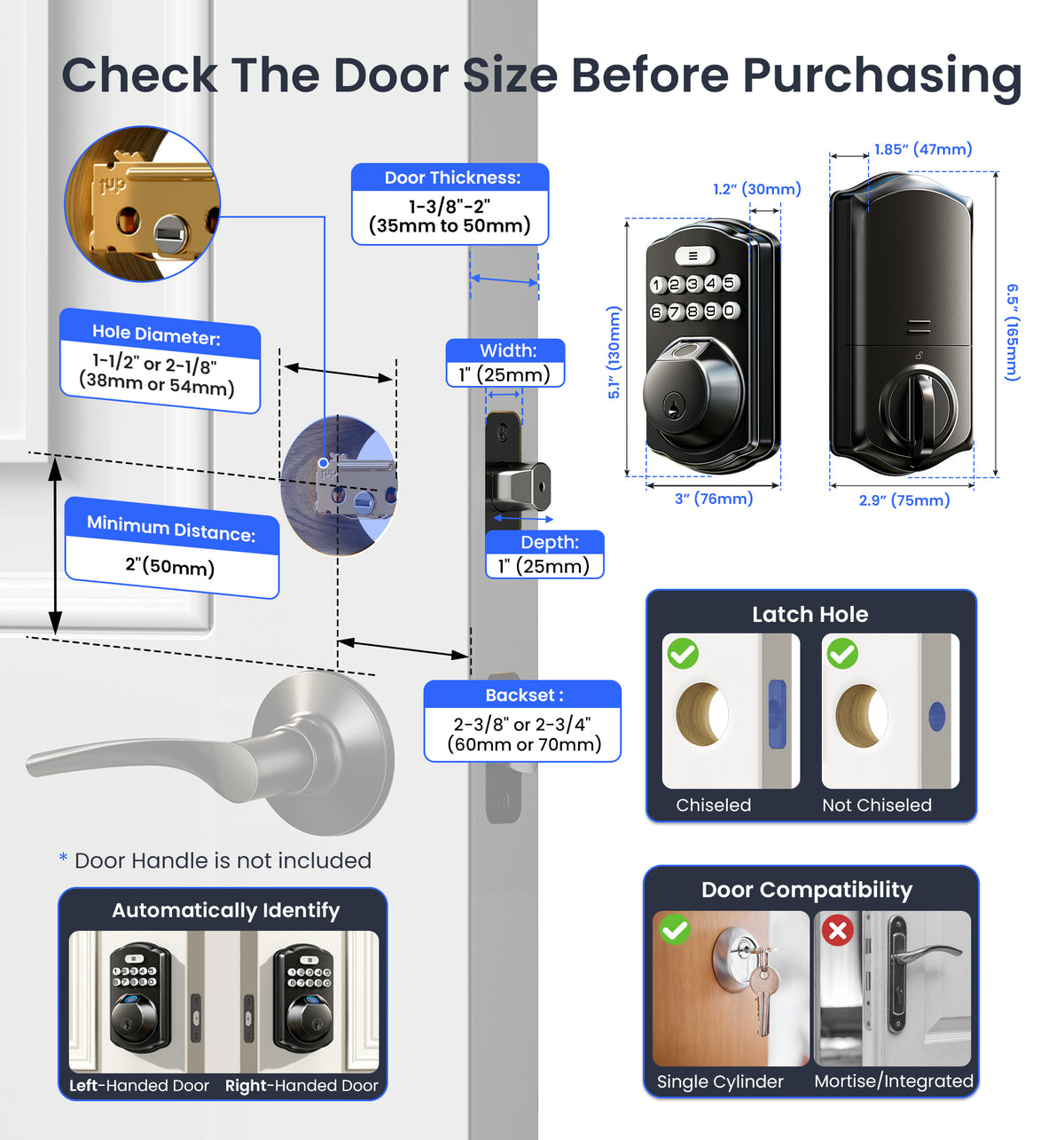 Veise VE012W Built-in Wi-Fi Fingerprint Smart Lock #Color_Matte Black