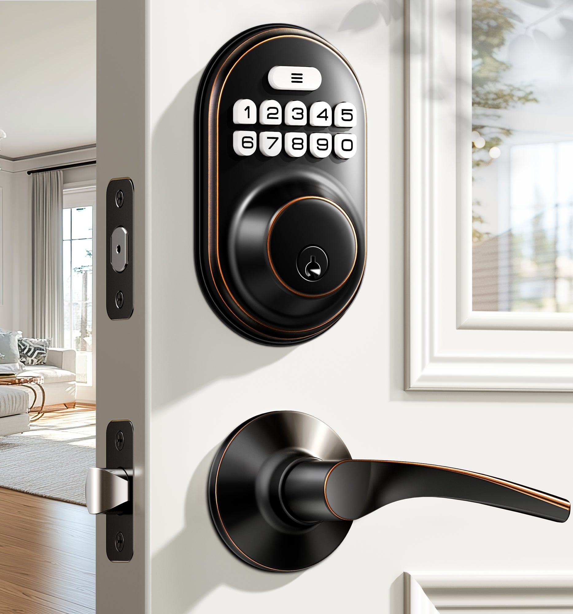 Veise RZ-C Keyless Entry Door Lock with 2 Lever Handles