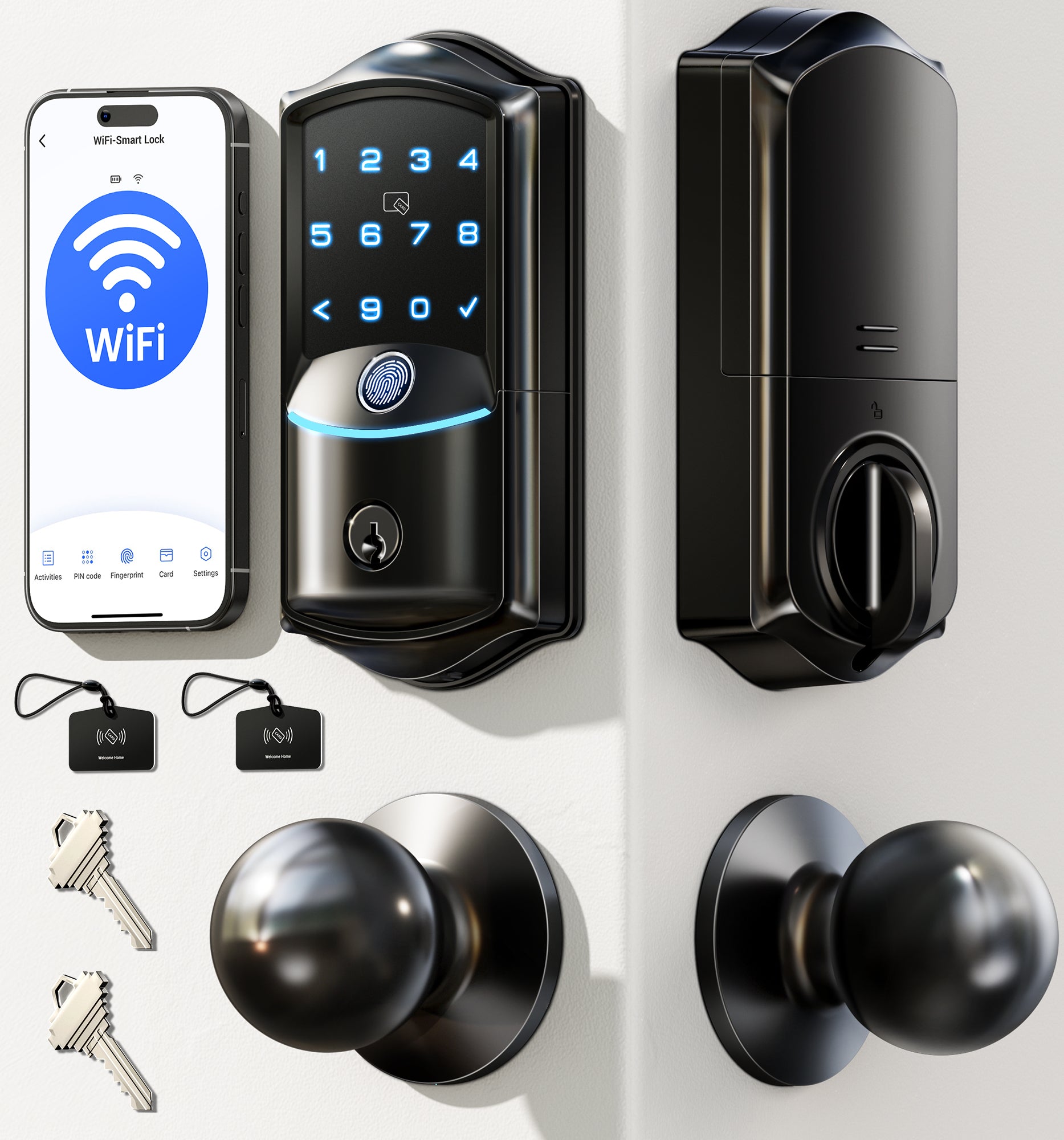 Veise VE027-K Built-in Wi-Fi Fingerprint Smart Lock with 2 Knobs