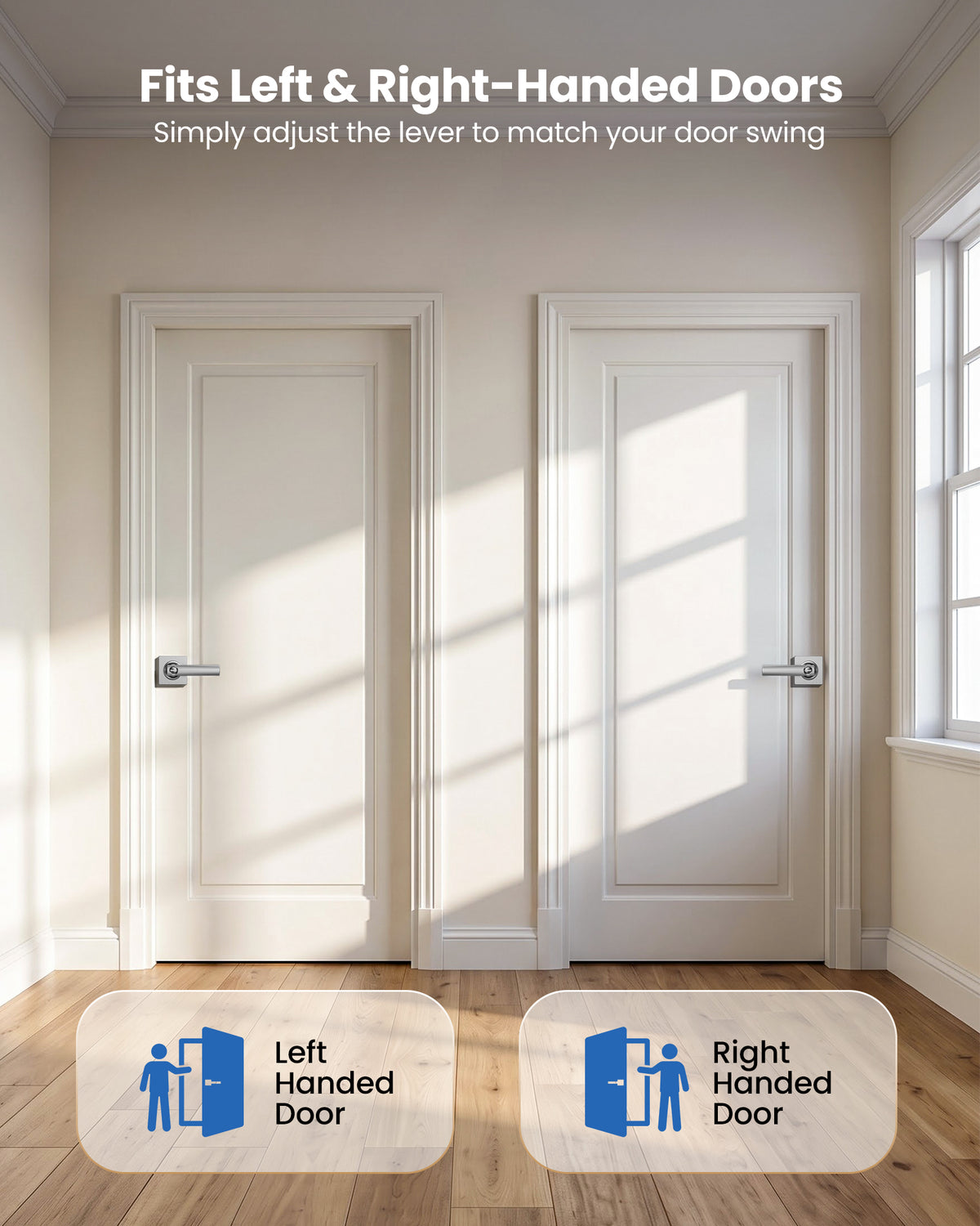 LY-F Square Privacy Door Lever #Color_Satin Nickel