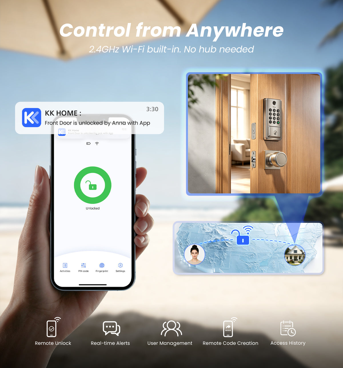 DK012W Wi-Fi Fingerprint Smart Deadbolt Lock