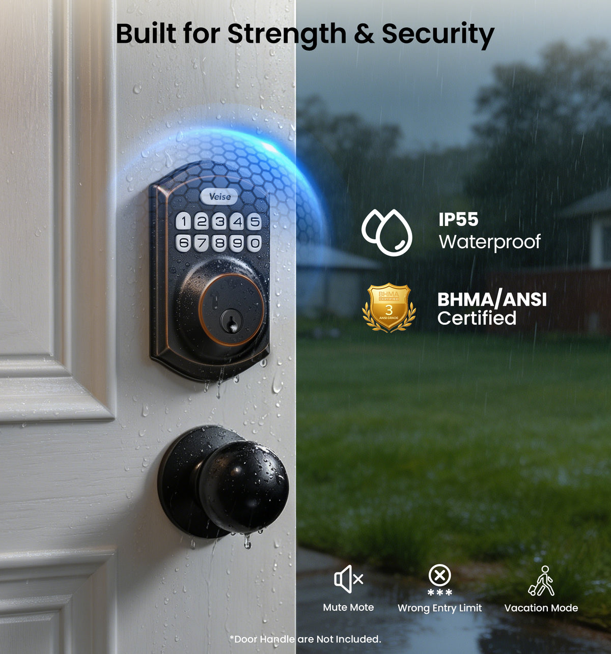Veise VE001 Keyless Entry Deadbolt, Keypad Door Lock for Front Door #Color_Oil Rubbed Bronze
