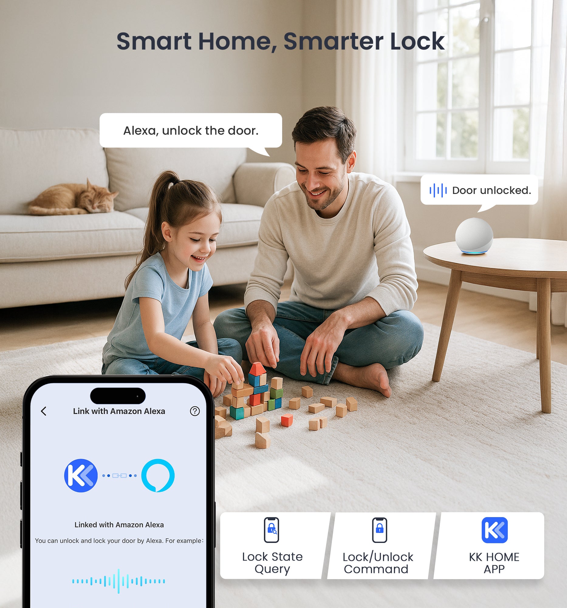 Veise VE029 WiFi Smart Lever Lock, Fingerprint Keyless Entry Door Lock with Handle, Built-in WiFi, Remote App Control, Electronic Deadbolt for Front Door and Bedroom, IP65 Waterproof, Matte Black