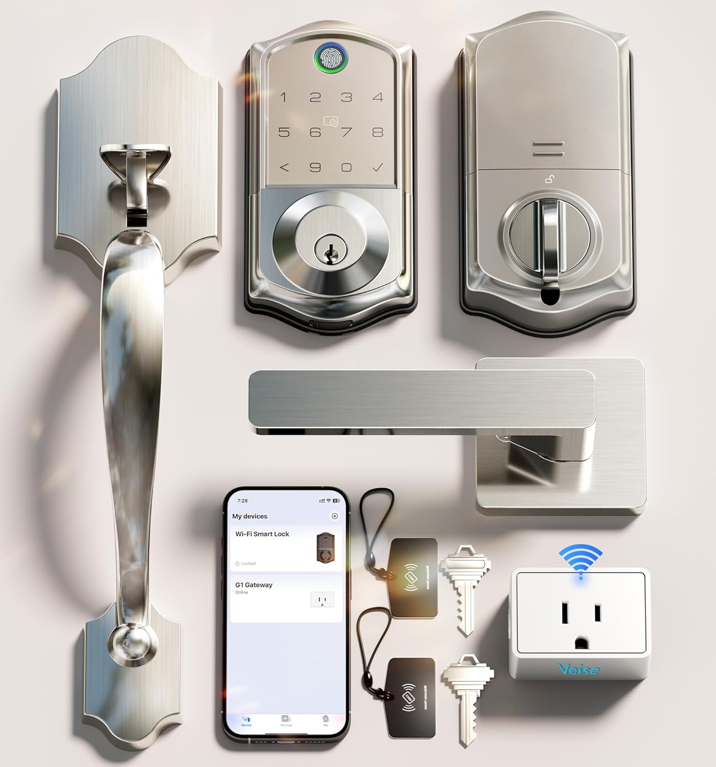 Veise VE017G-H Wi-Fi Smart Fingerprint Front Door Lock Set