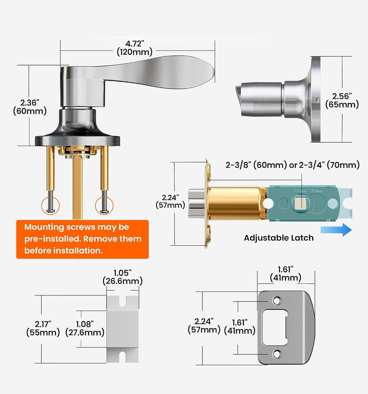 H01-C Entry Door Lever #Color_Satin Nickel
