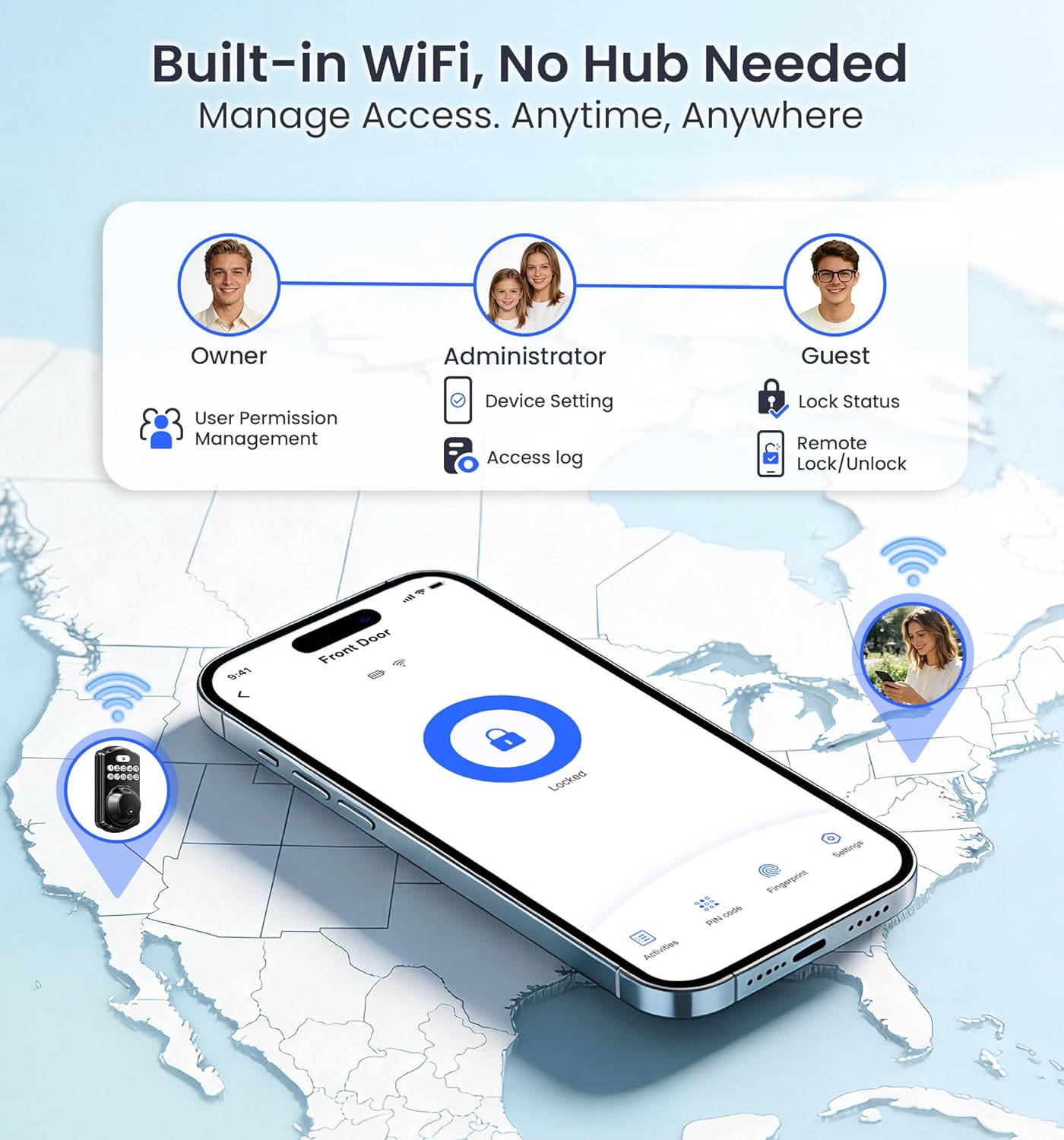 Veise VE012W Built-in WiFi Fingerprint Smart Lock