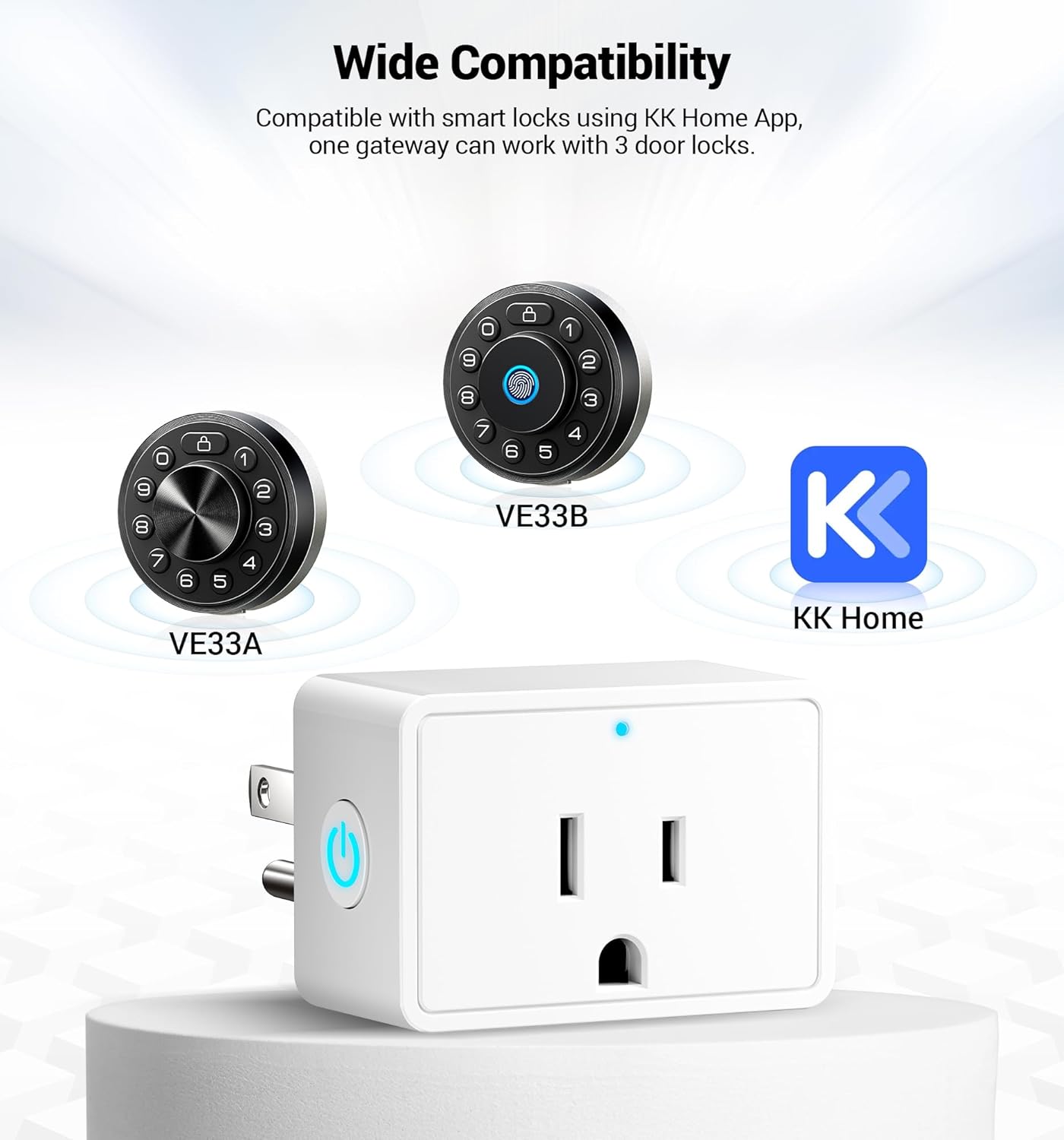 Veise G1 Gateway, Smart Door Lock WiFi Bridge for Remote Control, Voice Control, Compatible with KK Home APP for VE33A VE33B