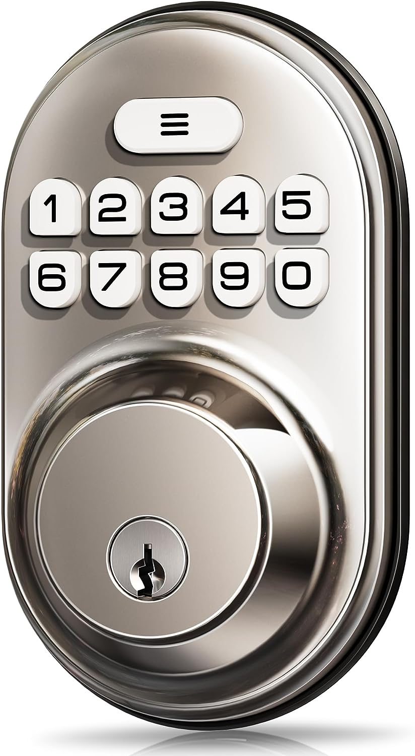 Veise RZ-A Keyless Entry Door Lock, Electronic Keypad Deadbolt, Keyed Entry, Auto Lock, Anti-Peeking Password, Back Lit & Easy Installation Design
