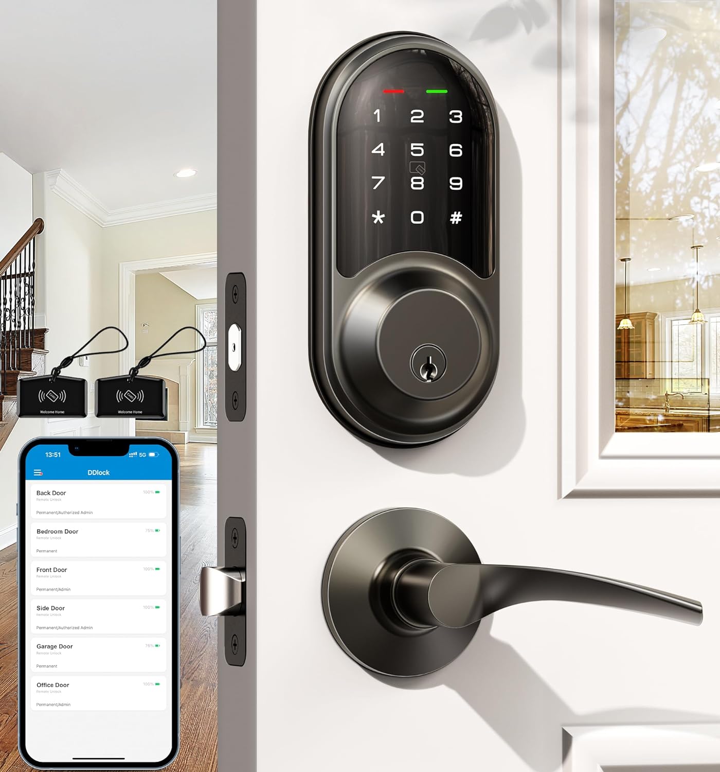 Veise RZ06B Keypad Smart Lock with Levers