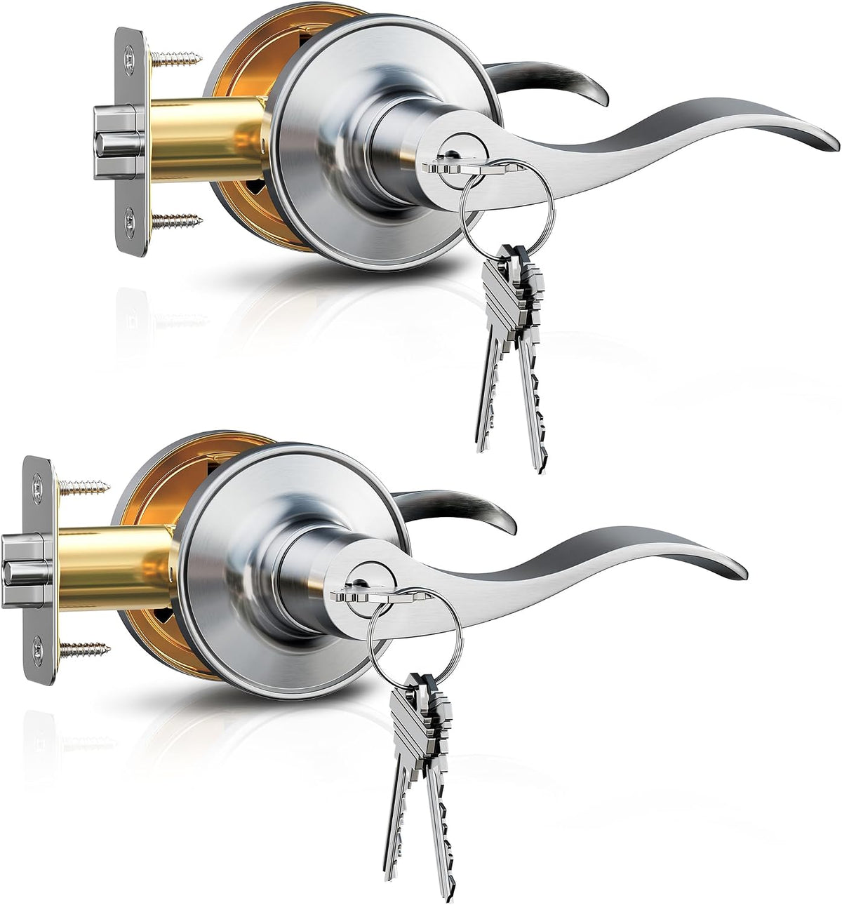 H01-C Entry Door Lever #Color_Satin Nickel