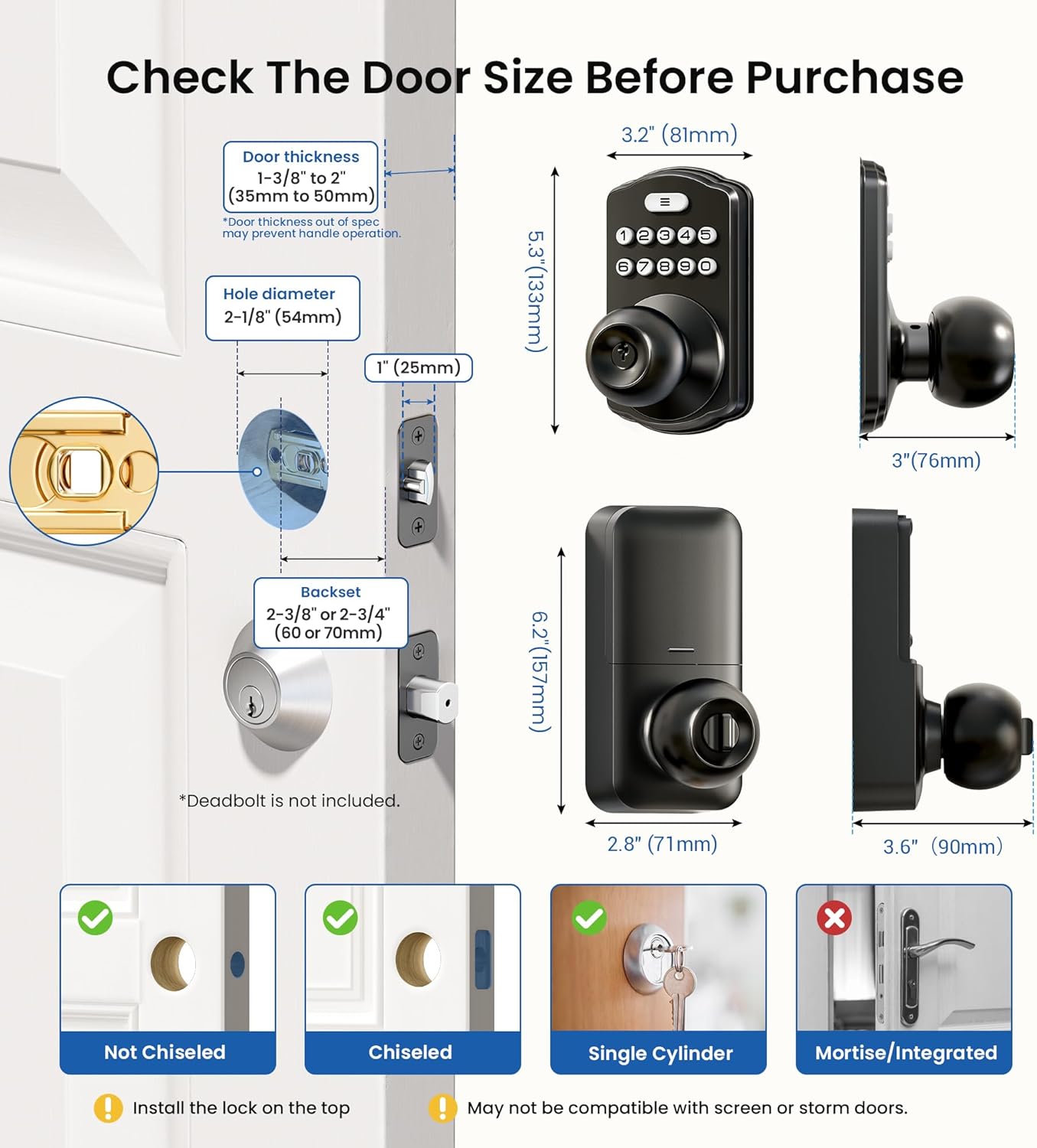 Veise KS03 Keypad Door Knob Lock