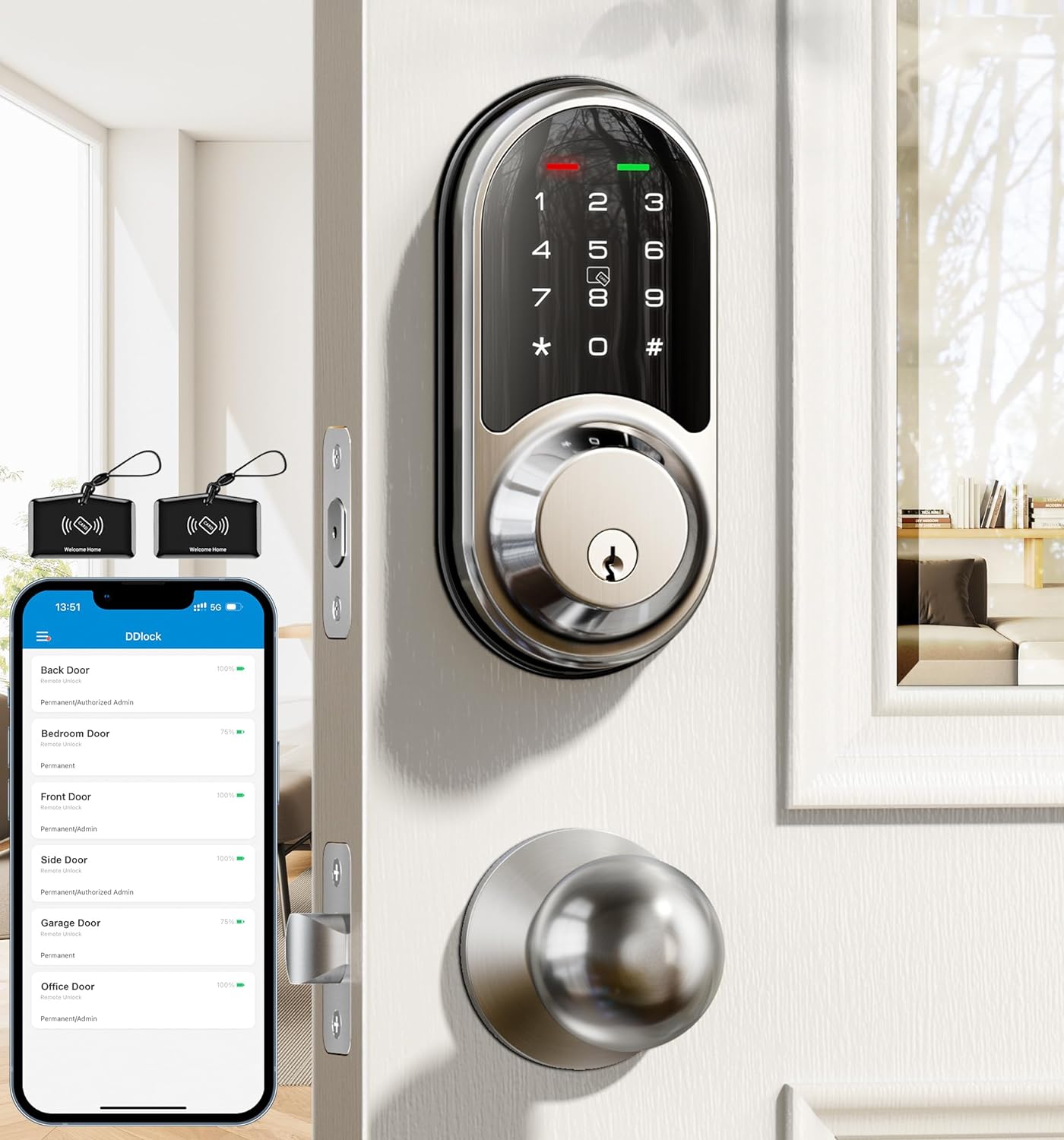 Veise RZ06C Keypad Smart Lock with Knobs