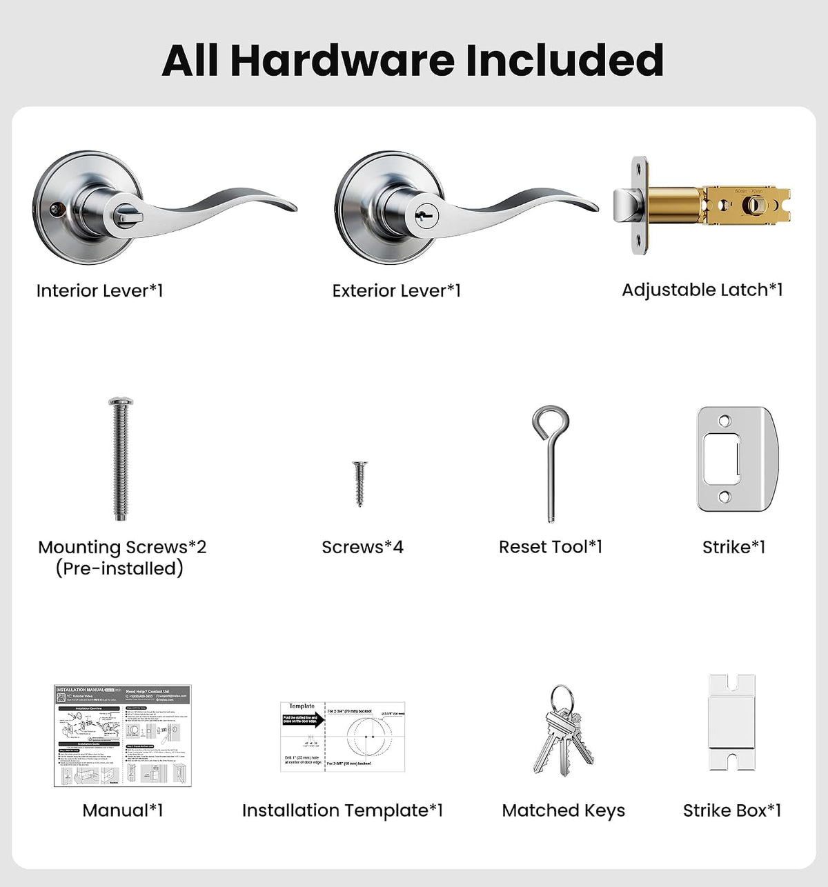 H01-C Entry Door Lever #Color_Satin Nickel