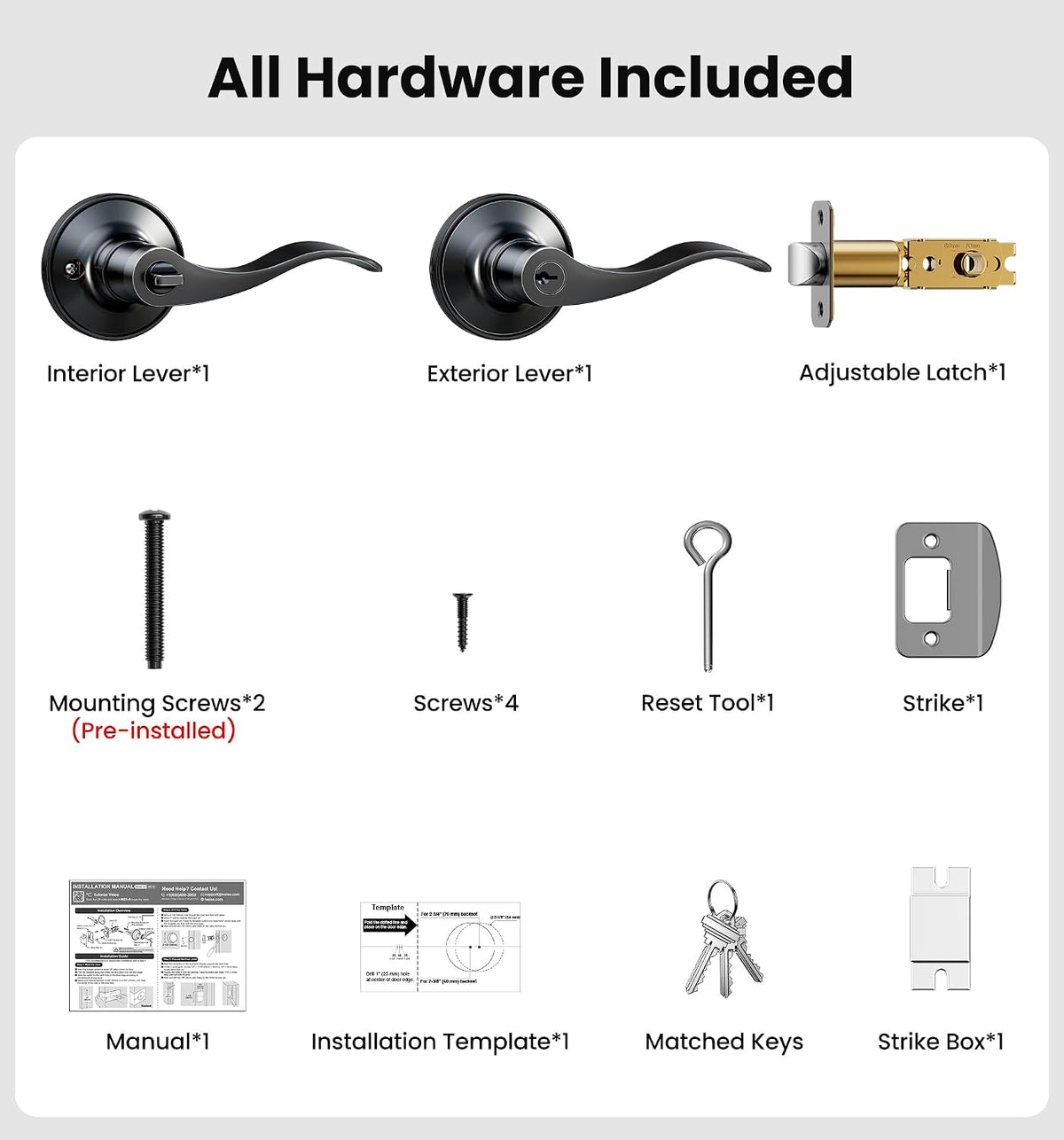 H01-C Entry Door Lever #Color_Matte Black