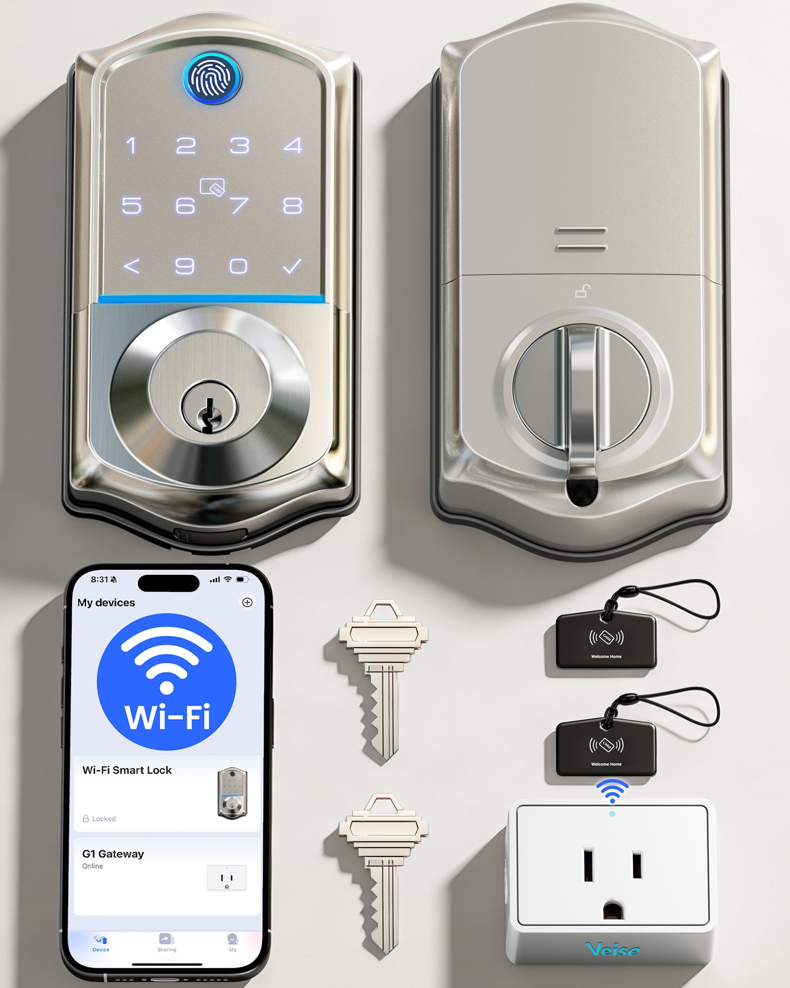 Veise VE017G Wi-Fi Smart Door Lock with Fingerprint