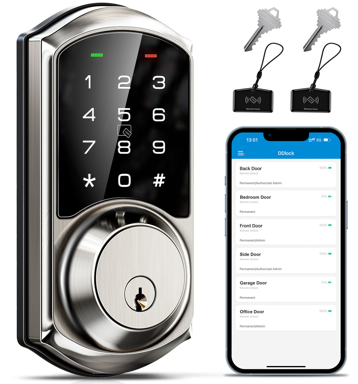 Veise VE06 Keypad Smart Lock #Color_Satin Nickel