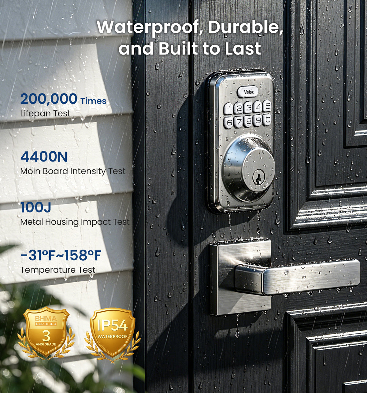 DK01-B Keyless Entry Deadbolt Lock with Handle Set #Color_Satin Nickel