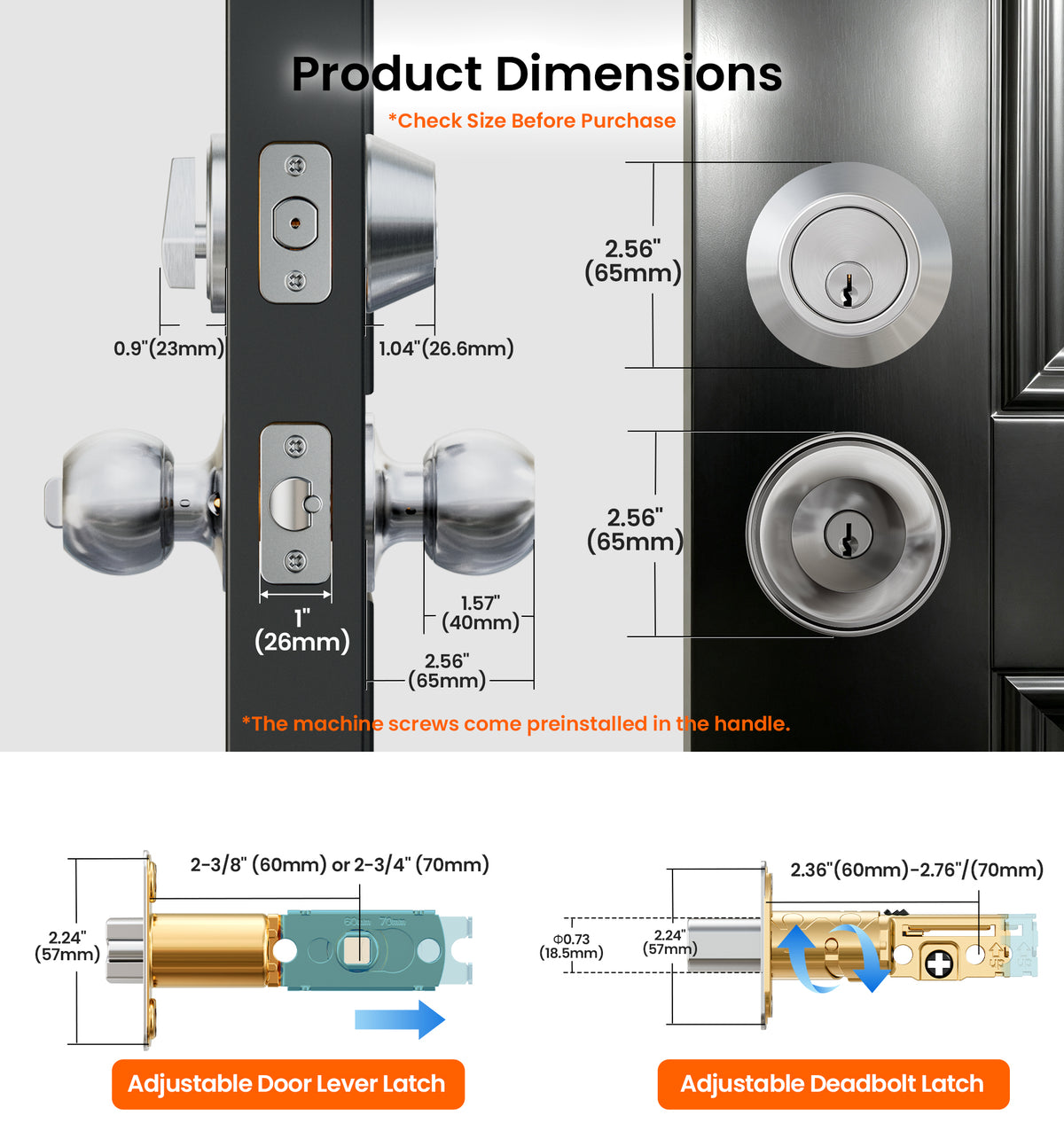 DK01 Door Knob and Deadbolt Lock Set #Color_Satin Nickel
