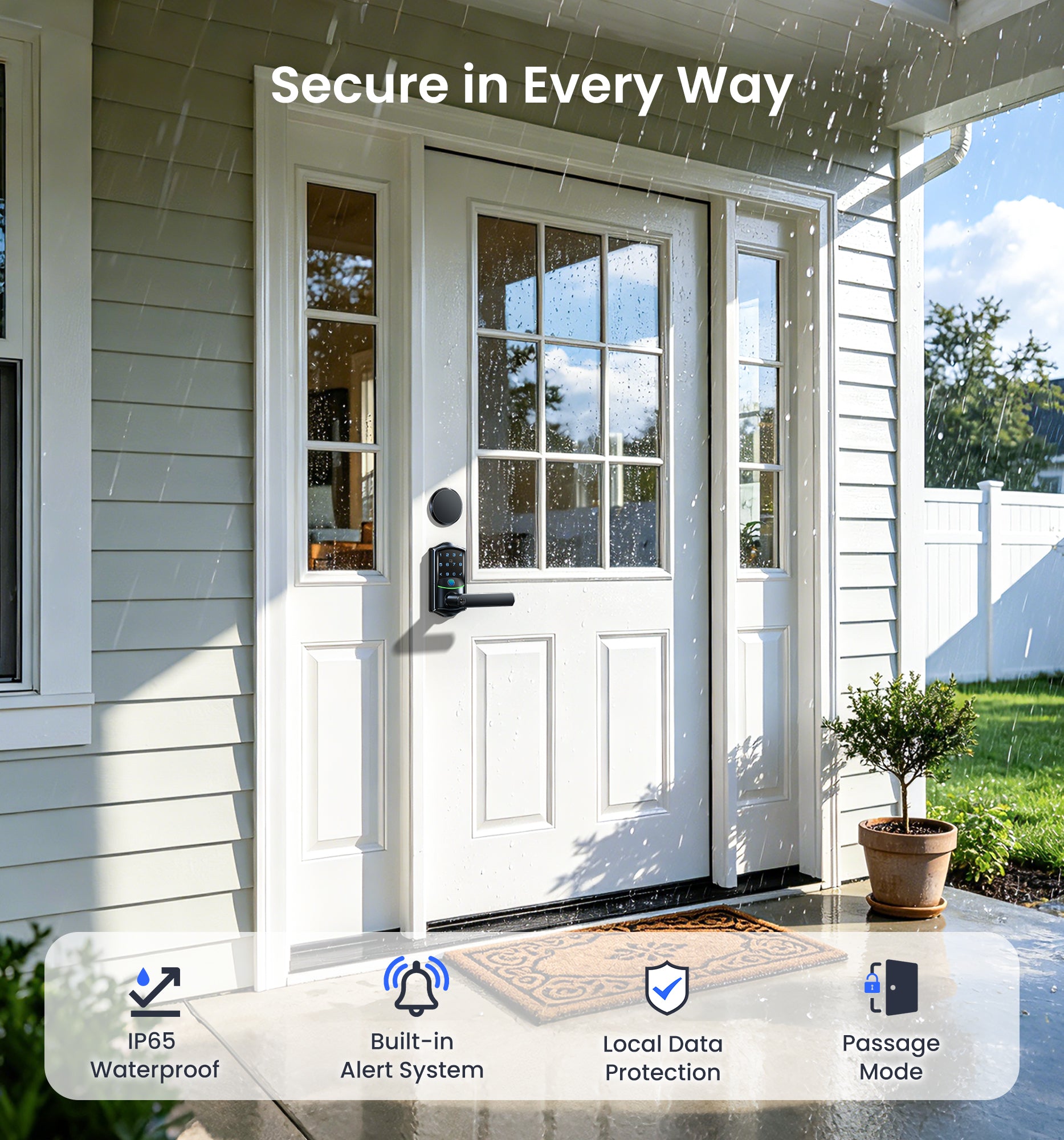 Veise VE029-E WiFi Smart Lever Lock with Non-Keyed Deadbolt