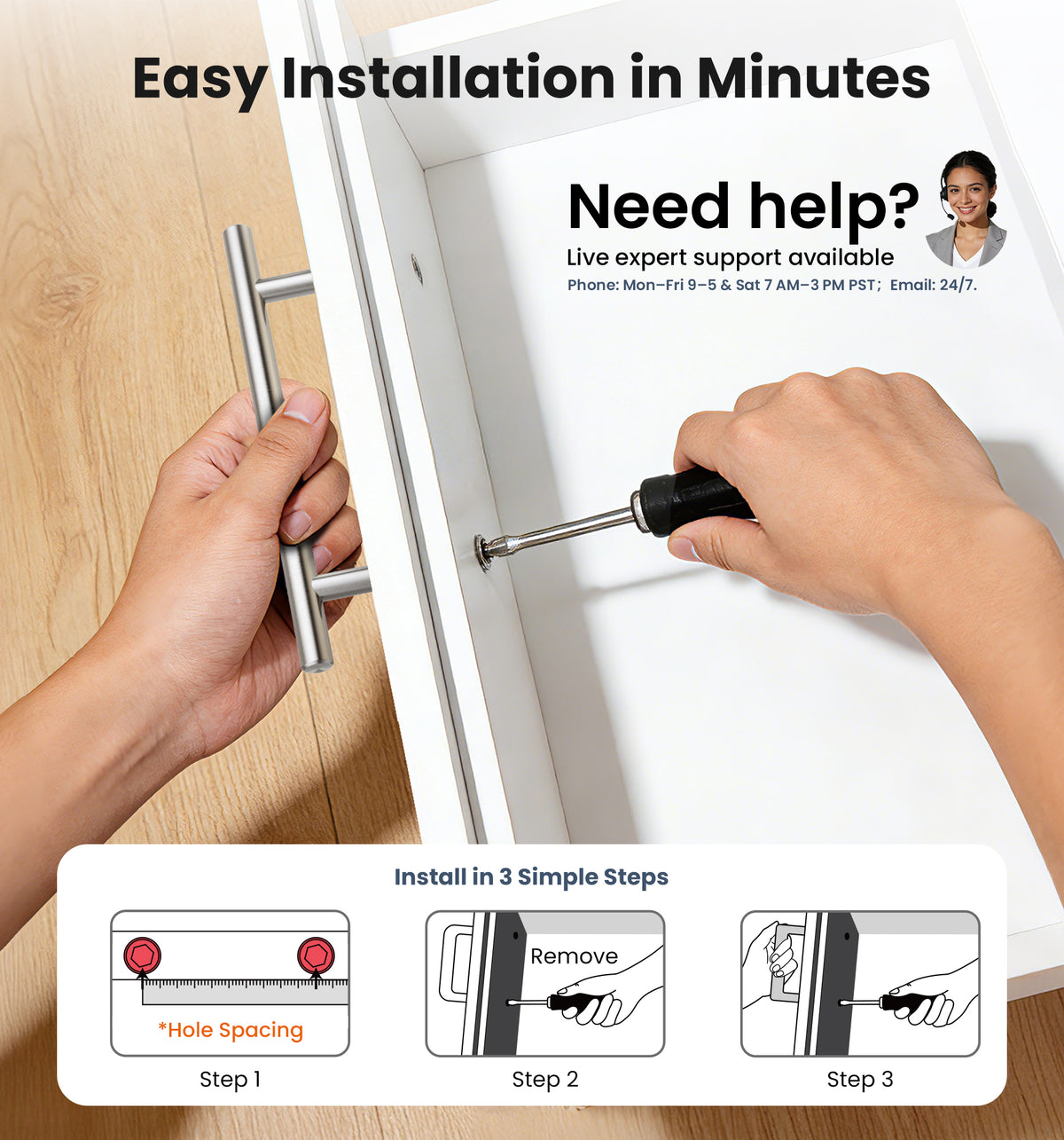 DH-5IN Cabinet Handles 5 Inch Hole Center #Color_Brushed Nickel