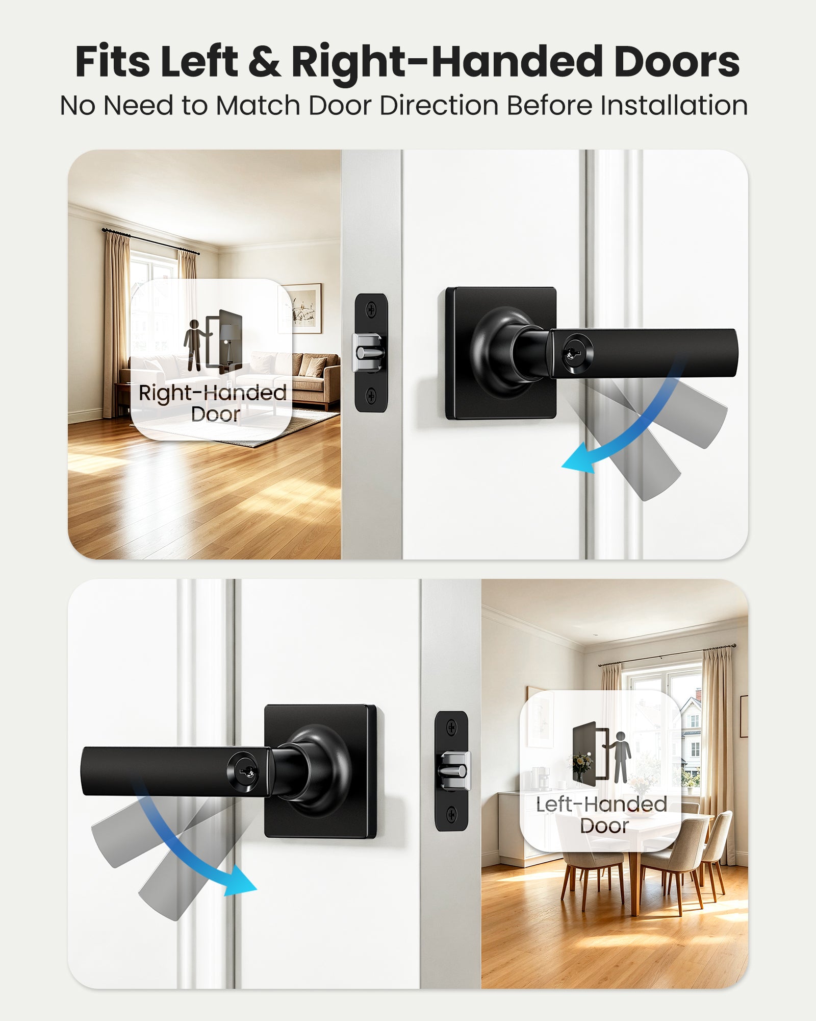 Veise LY01 Square Keyed Entry Door Lever, Door Handle with Lock