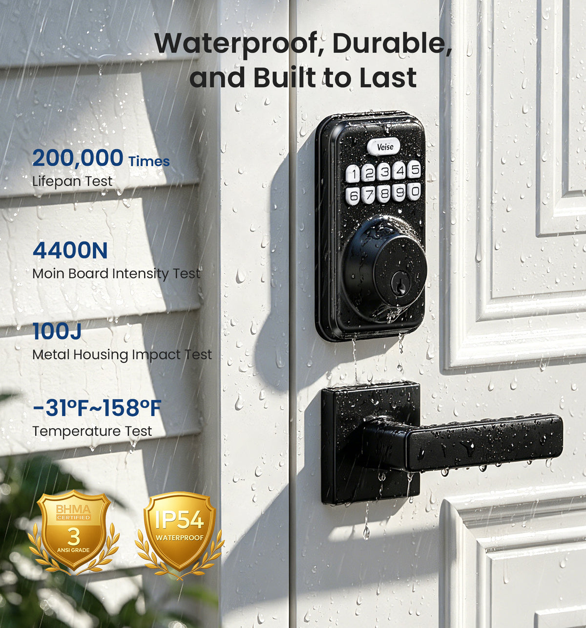 DK01-B Keyless Entry Deadbolt Lock with Handle Set #Color_Matte Black